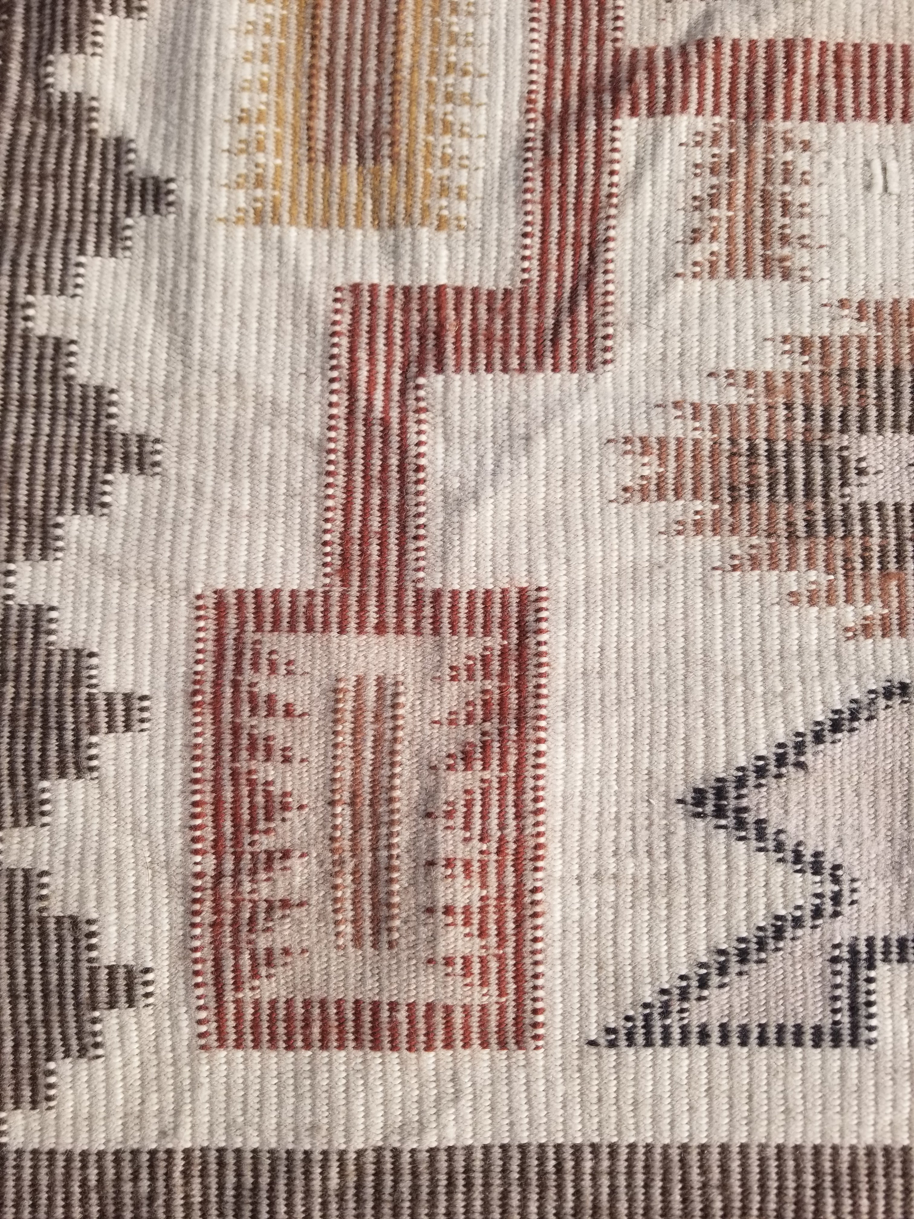 Vintage Handmade Navajo Storm Pattern Multicolor Wool Rug 64x57cm