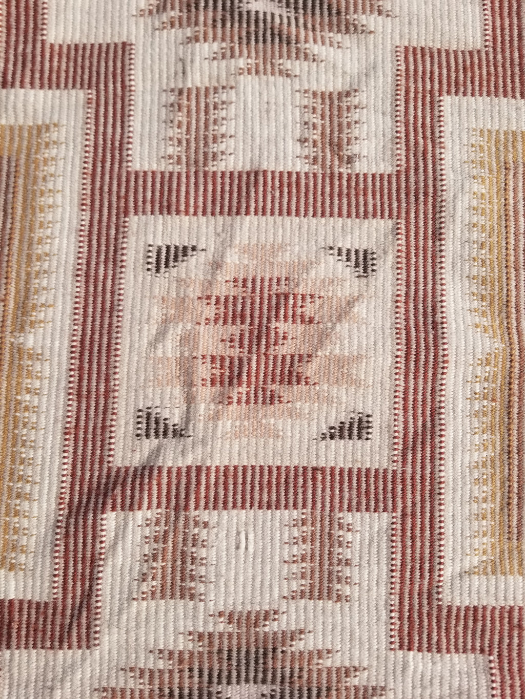 Vintage Handmade Navajo Storm Pattern Multicolor Wool Rug 64x57cm