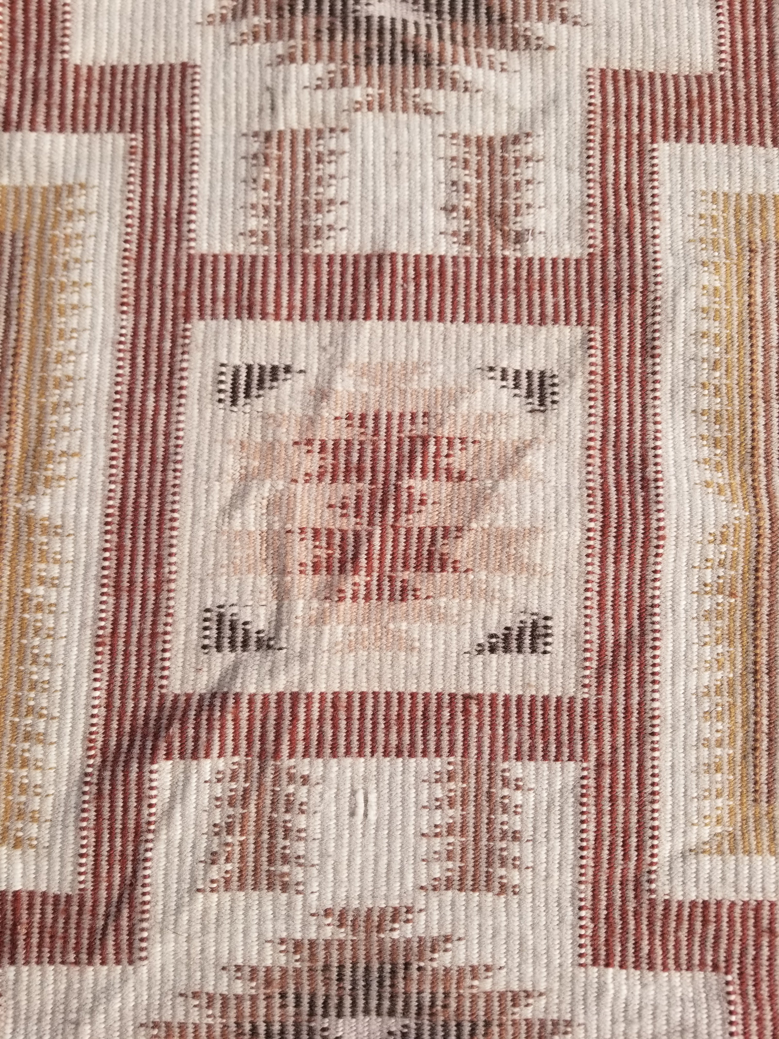 Vintage Handmade Navajo Storm Pattern Multicolor Wool Rug 64x57cm