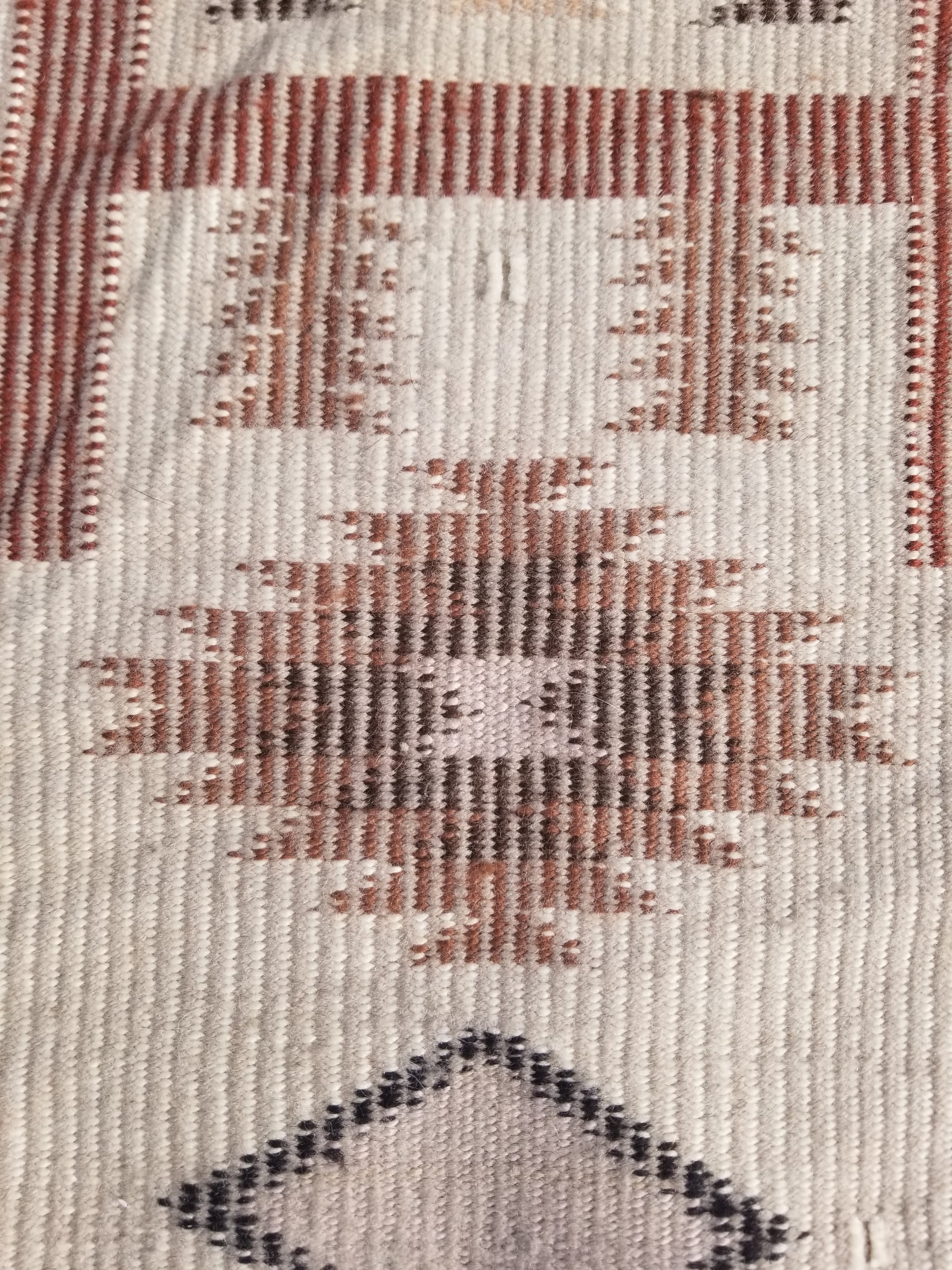 Vintage Handmade Navajo Storm Pattern Multicolor Wool Rug 64x57cm