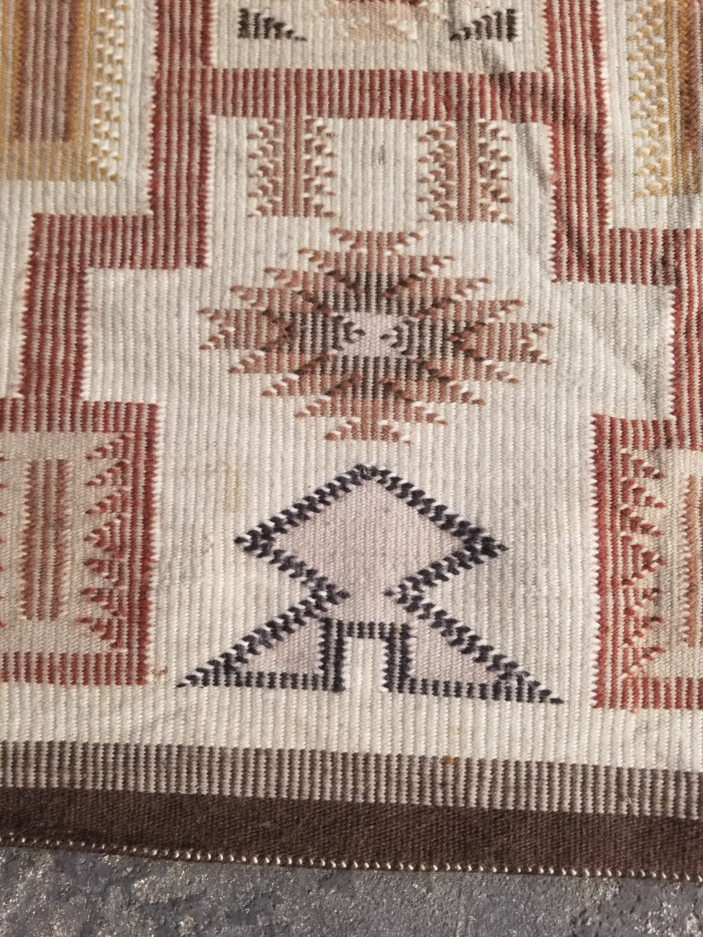 Vintage Handmade Navajo Storm Pattern Multicolor Wool Rug 64x57cm