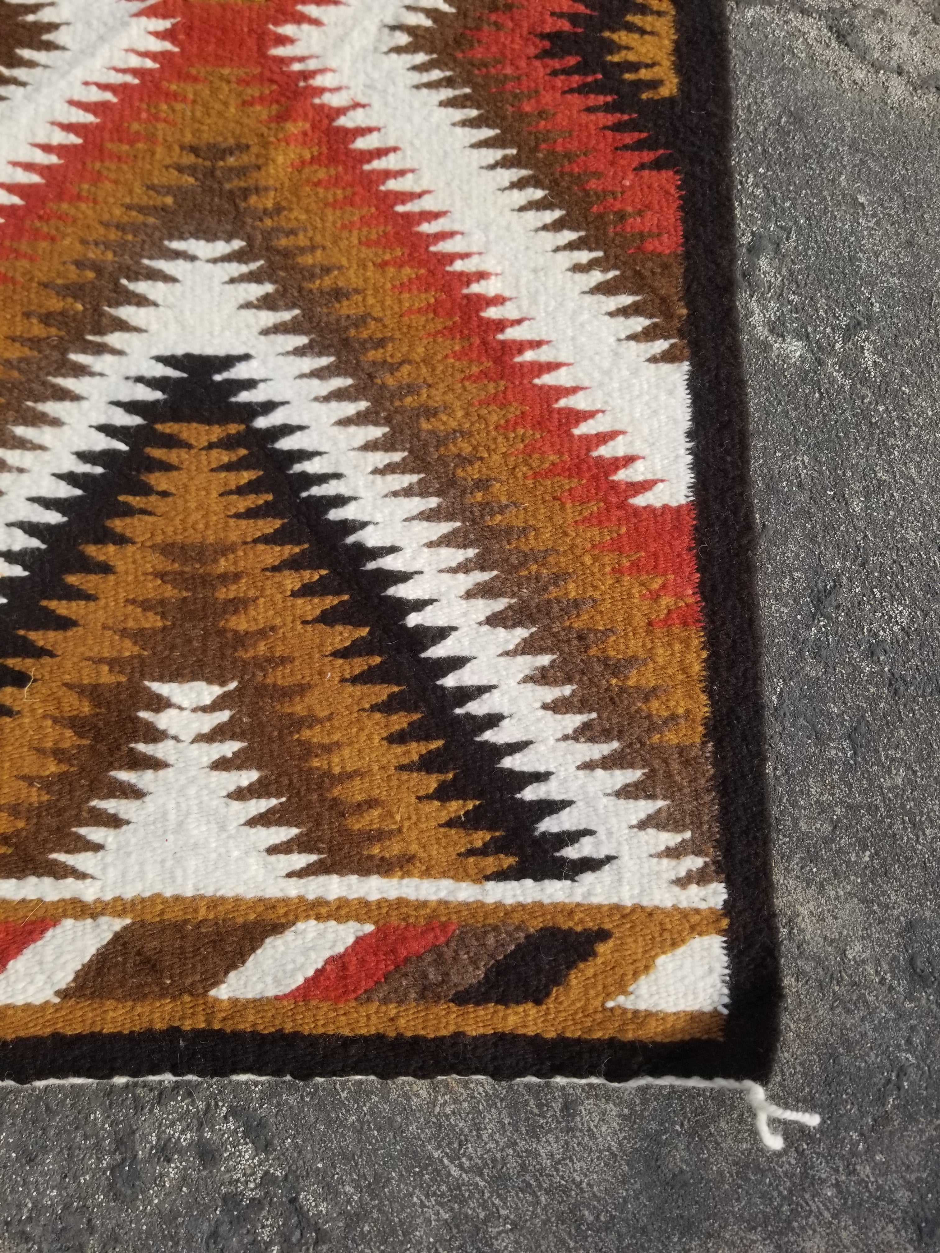 Vintage Handmade Native American Navajo Eye Dazzler Multicolor Wool Rug 86x44cm