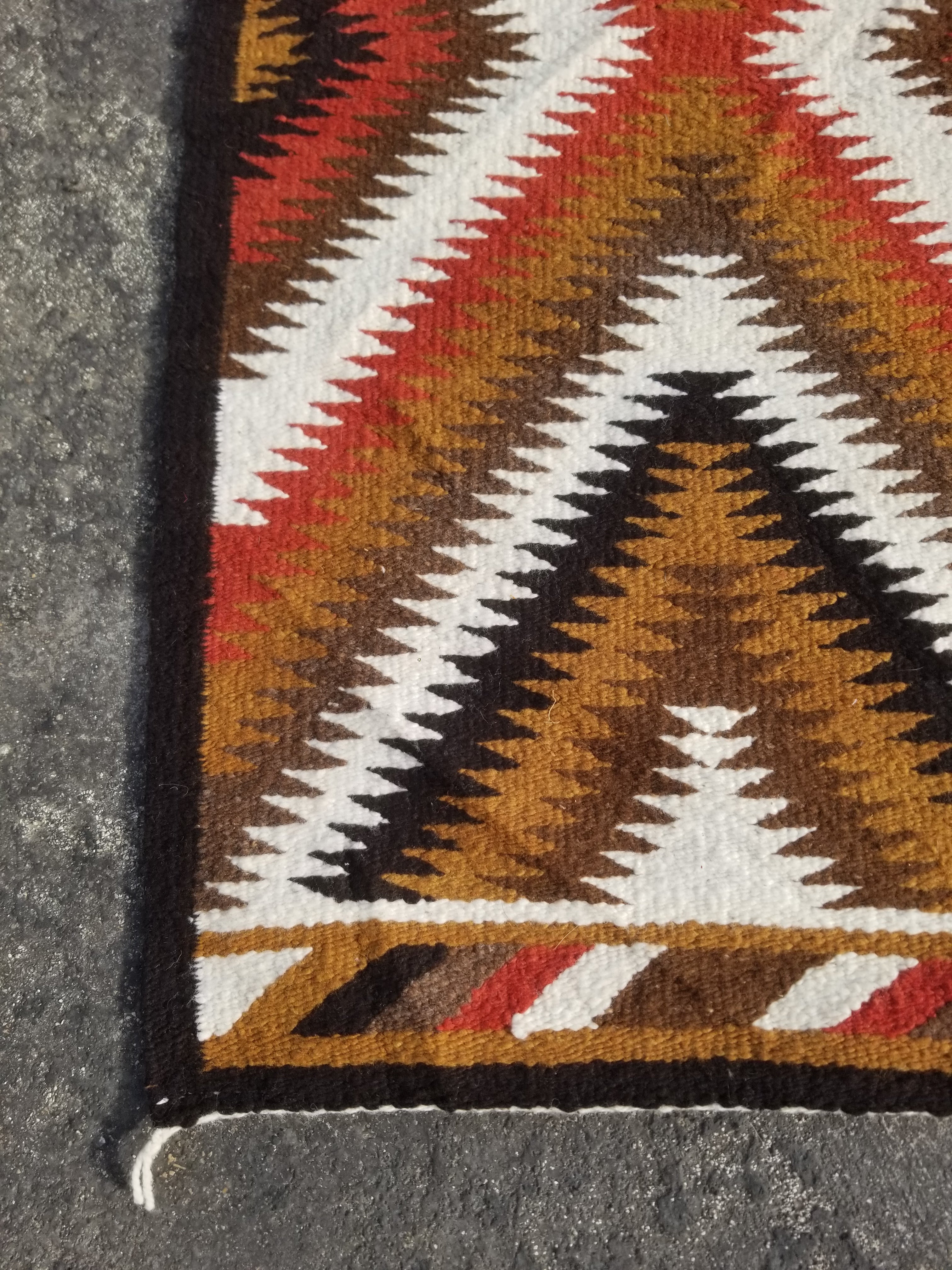 Vintage Handmade Native American Navajo Eye Dazzler Multicolor Wool Rug 86x44cm