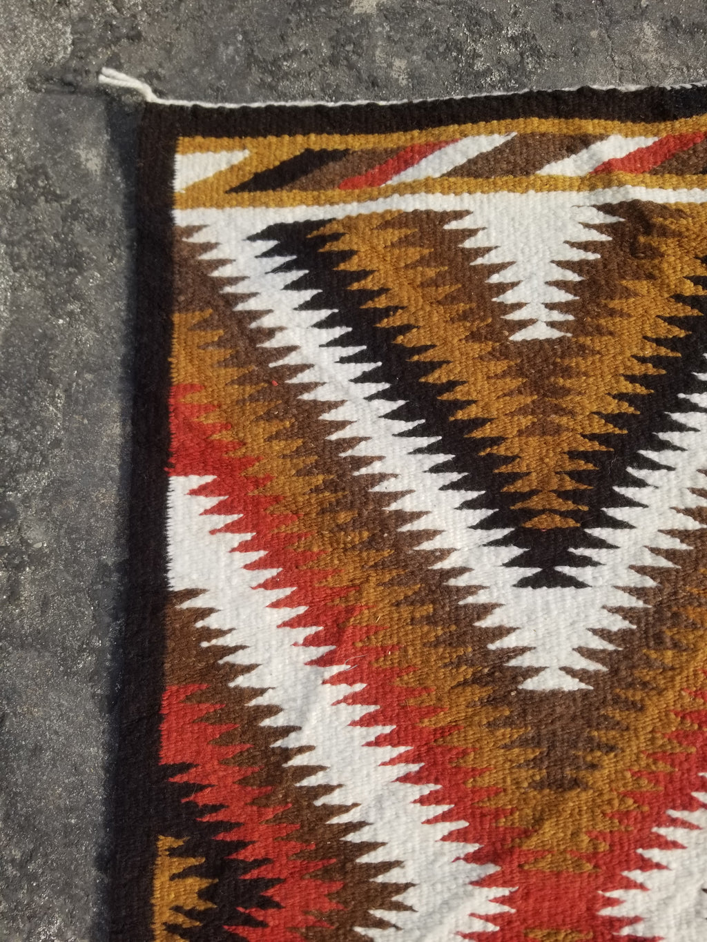 Vintage Handmade Native American Navajo Eye Dazzler Multicolor Wool Rug 86x44cm