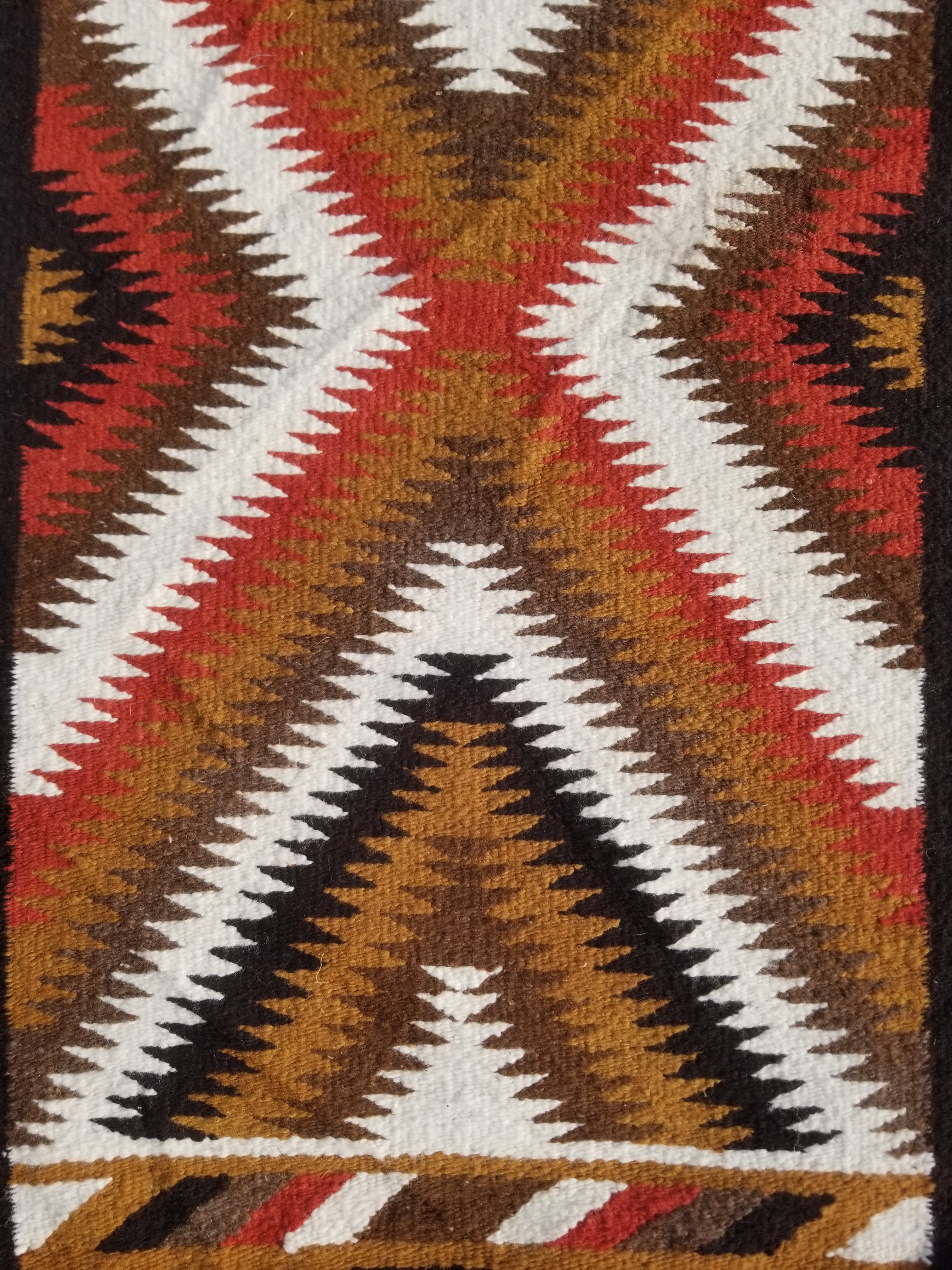 Vintage Handmade Native American Navajo Eye Dazzler Multicolor Wool Rug 86x44cm