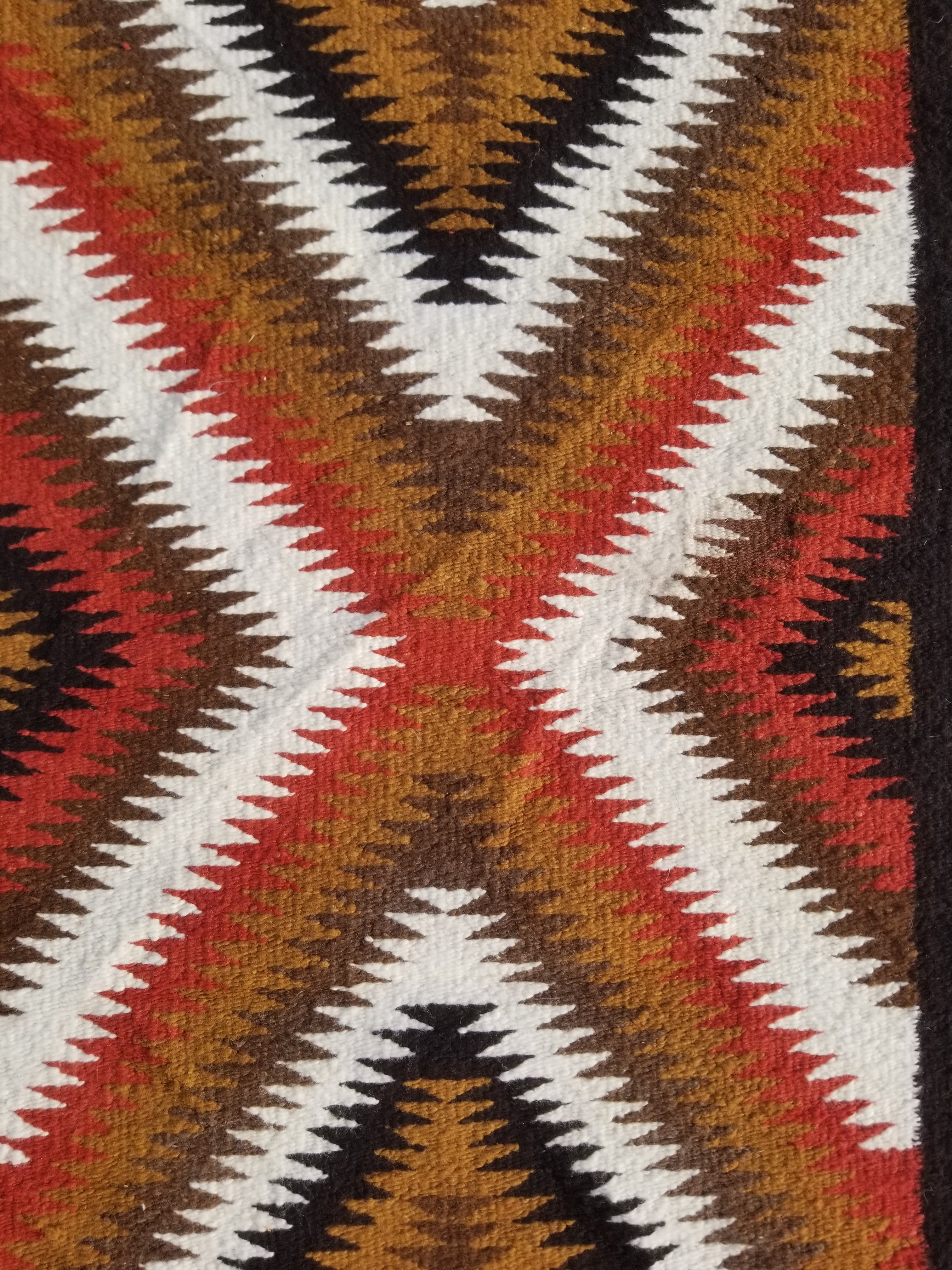 Vintage Handmade Native American Navajo Eye Dazzler Multicolor Wool Rug 86x44cm