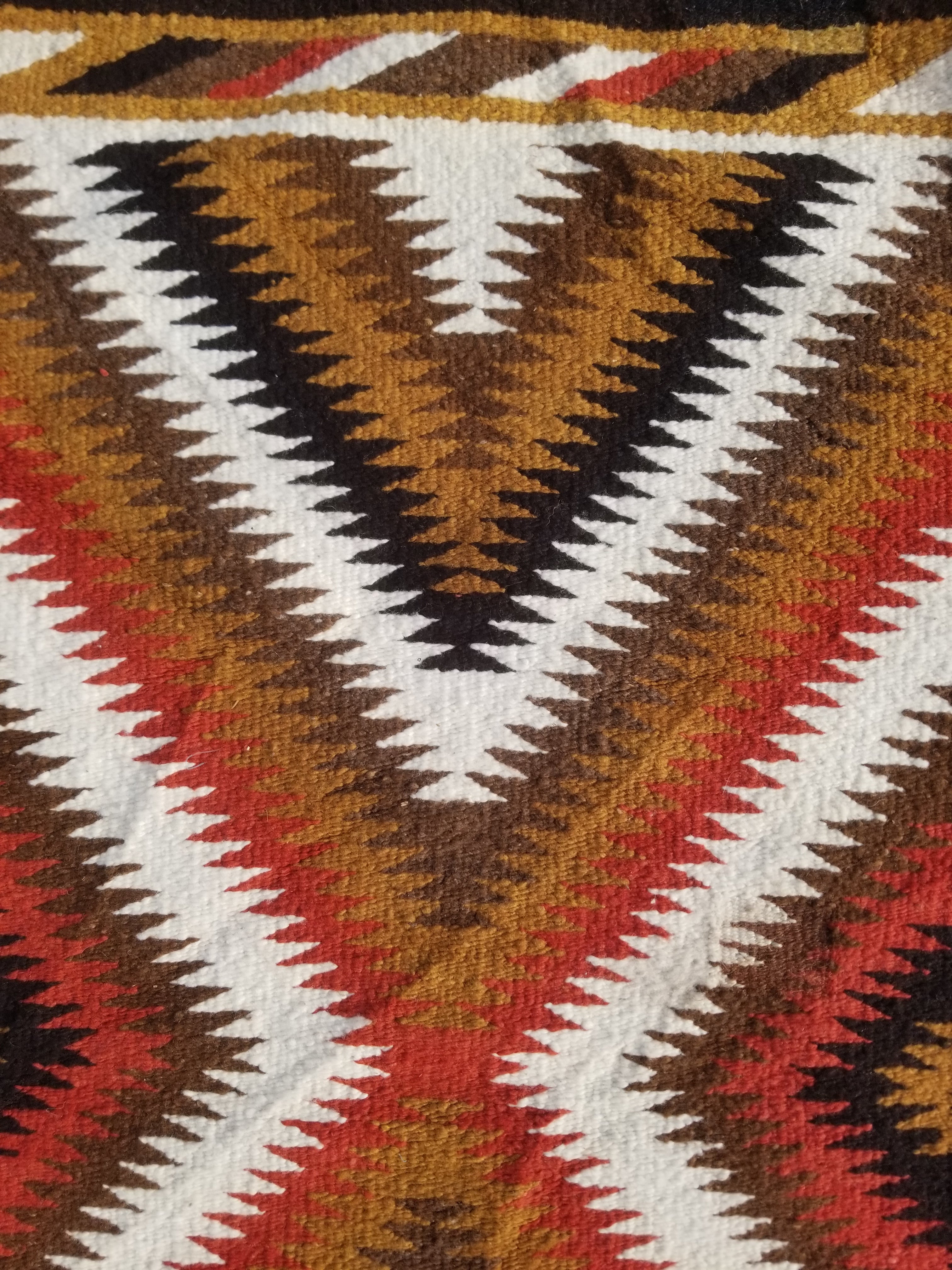 Vintage Handmade Native American Navajo Eye Dazzler Multicolor Wool Rug 86x44cm