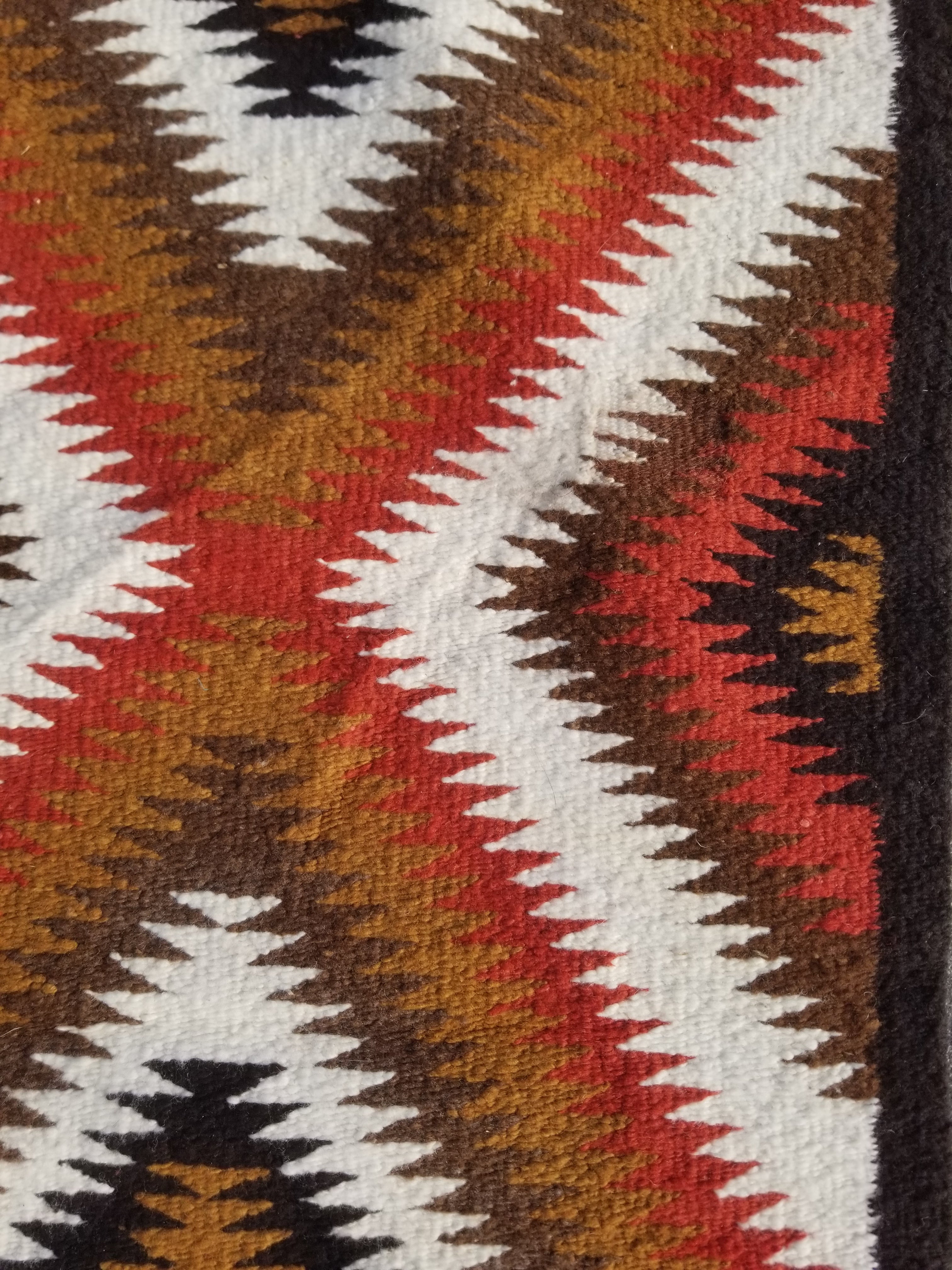 Vintage Handmade Native American Navajo Eye Dazzler Multicolor Wool Rug 86x44cm