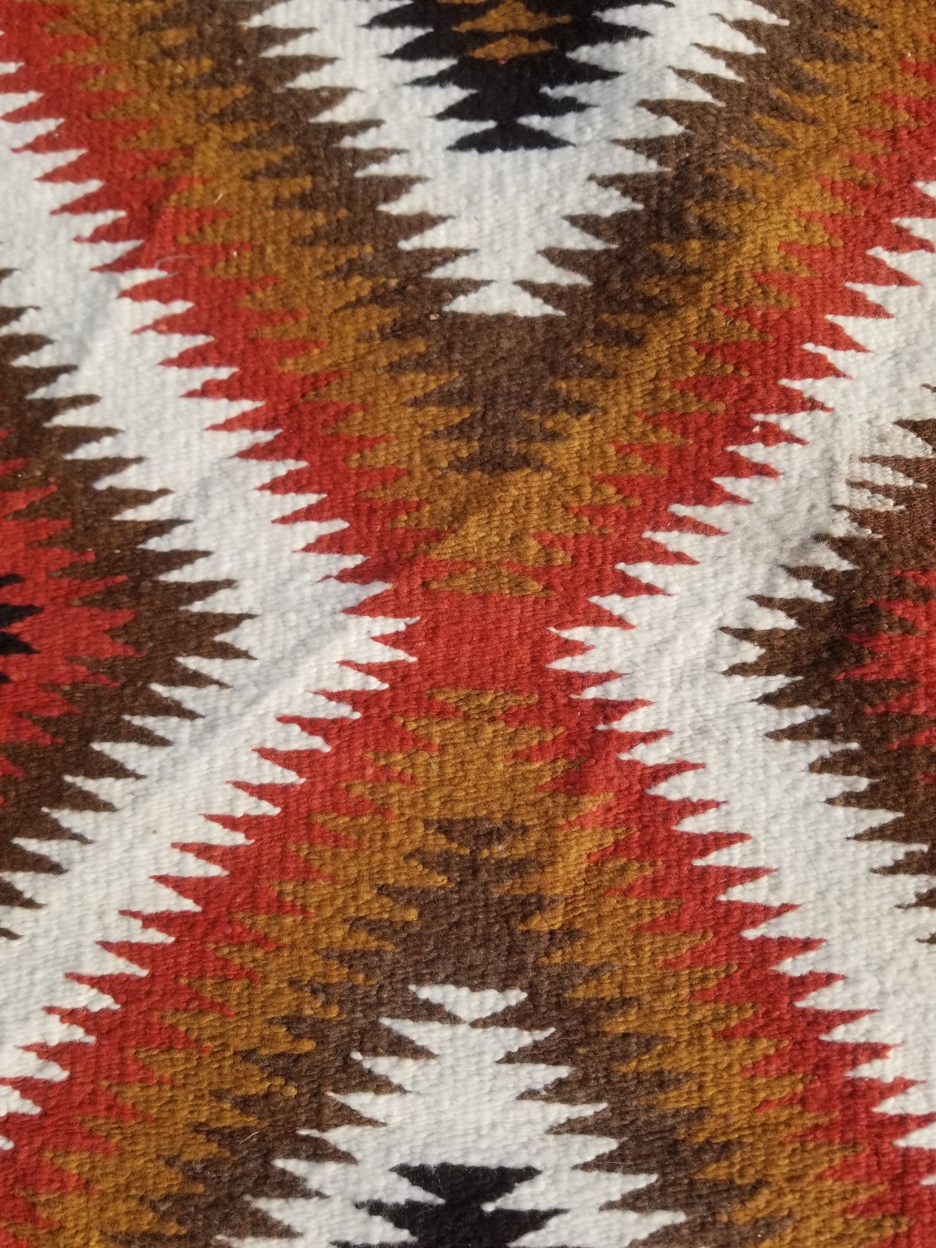 Vintage Handmade Native American Navajo Eye Dazzler Multicolor Wool Rug 86x44cm