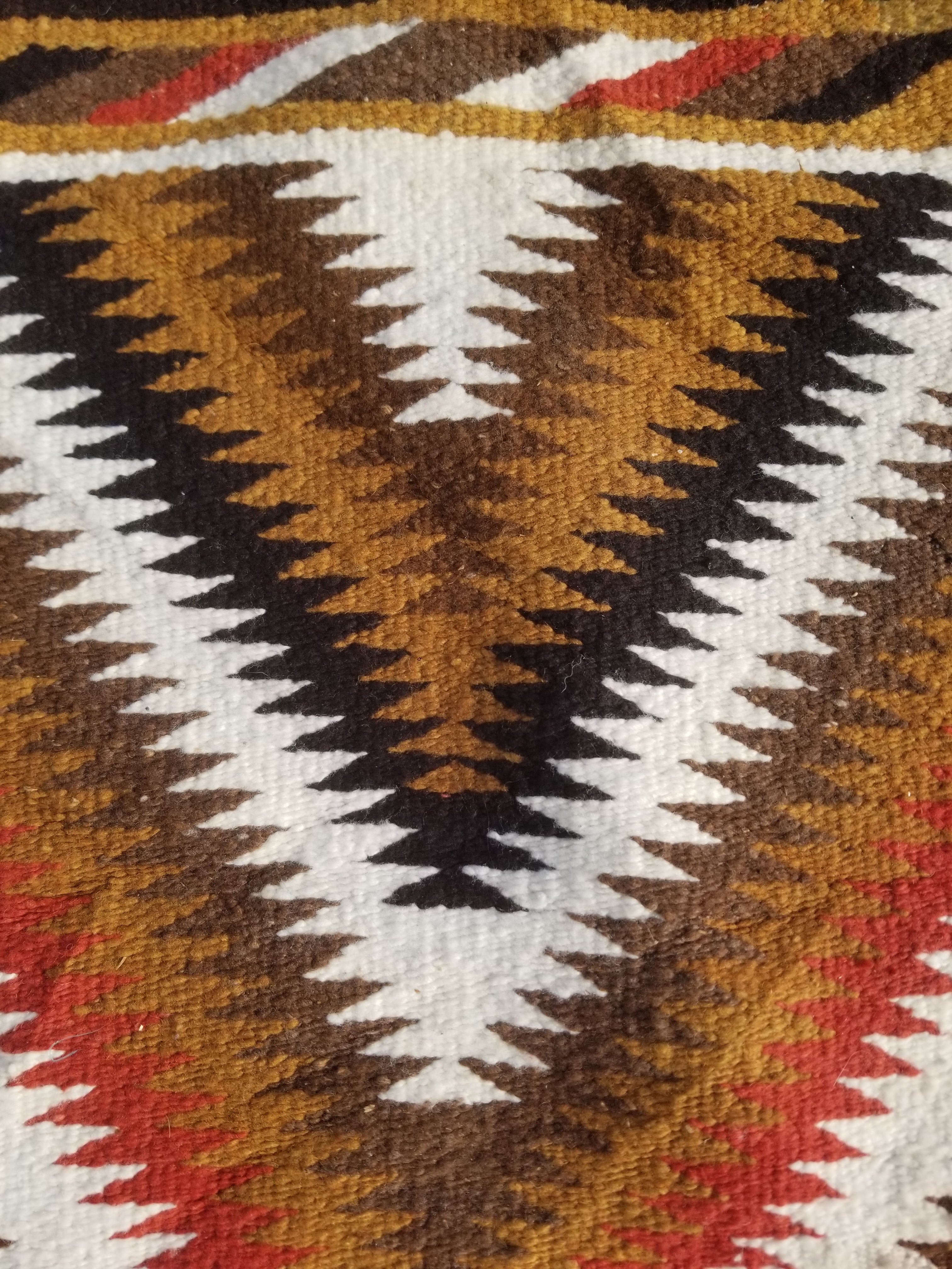 Vintage Handmade Native American Navajo Eye Dazzler Multicolor Wool Rug 86x44cm