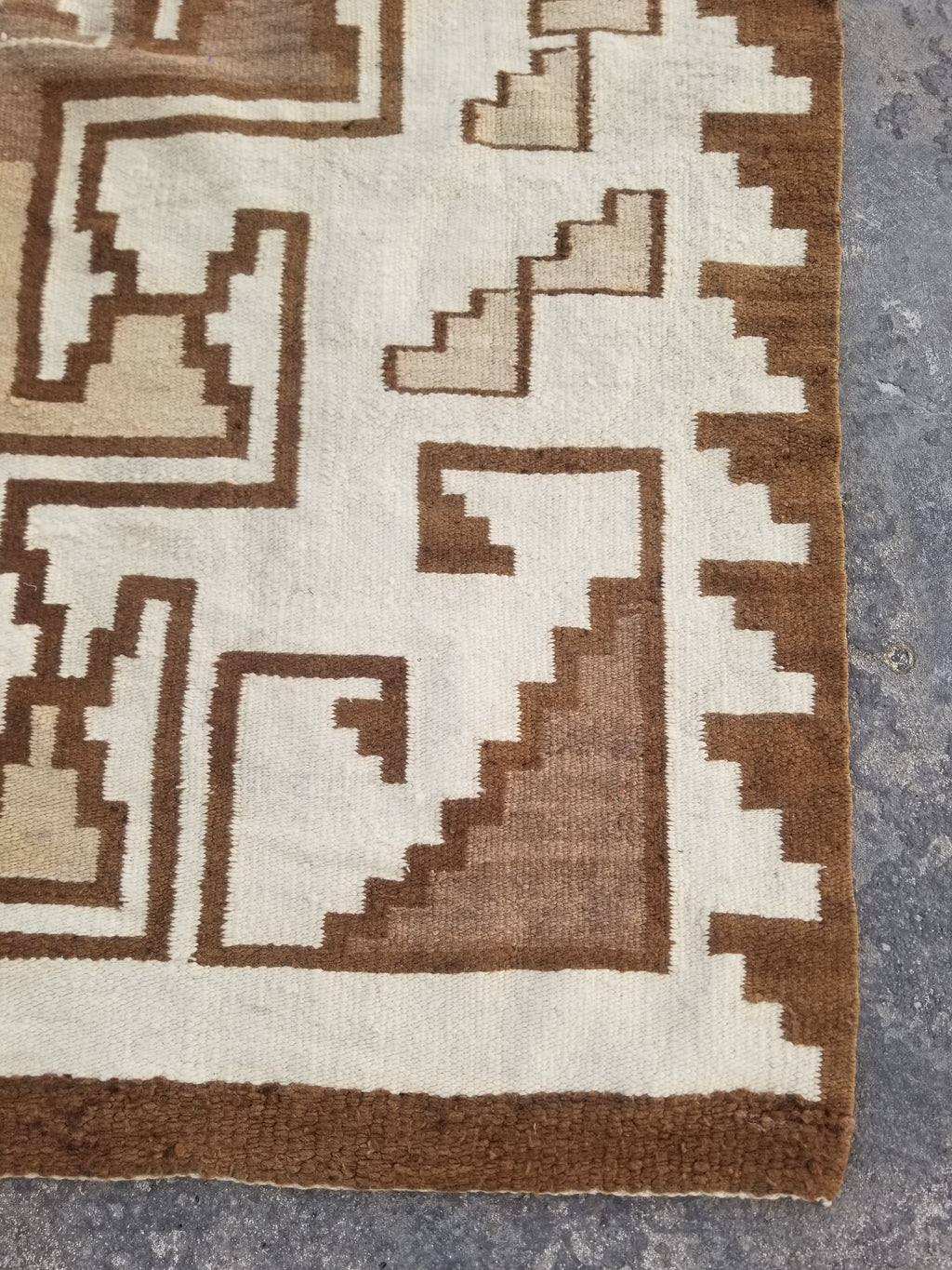 Vintage Handwoven Native American Navajo Storm Style Pattern Wool Rug 224x127cm