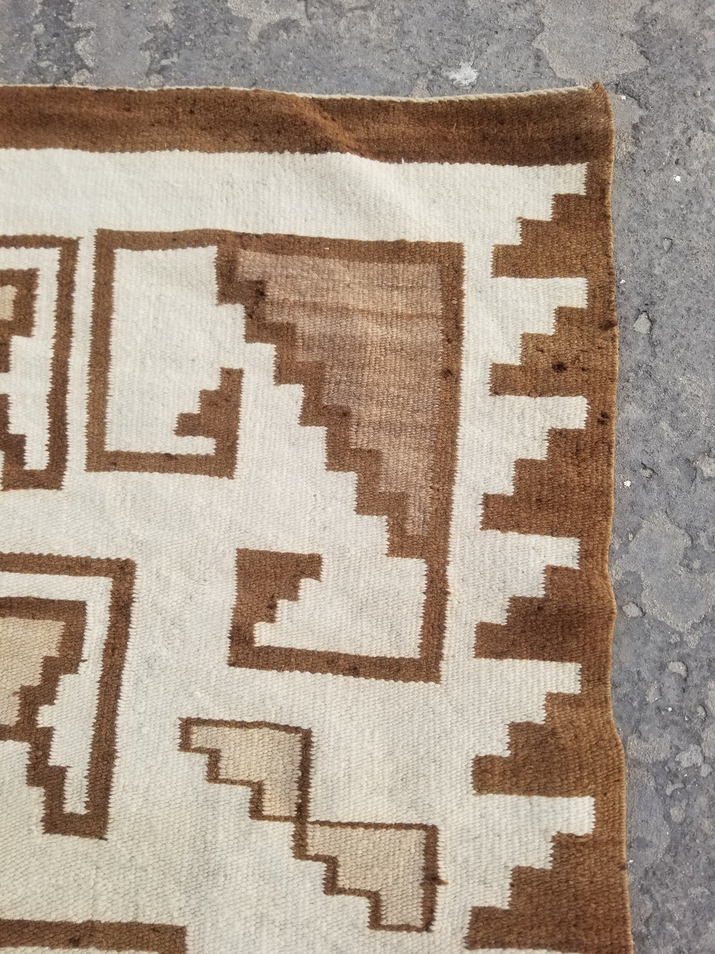 Vintage Handwoven Native American Navajo Storm Style Pattern Wool Rug 224x127cm