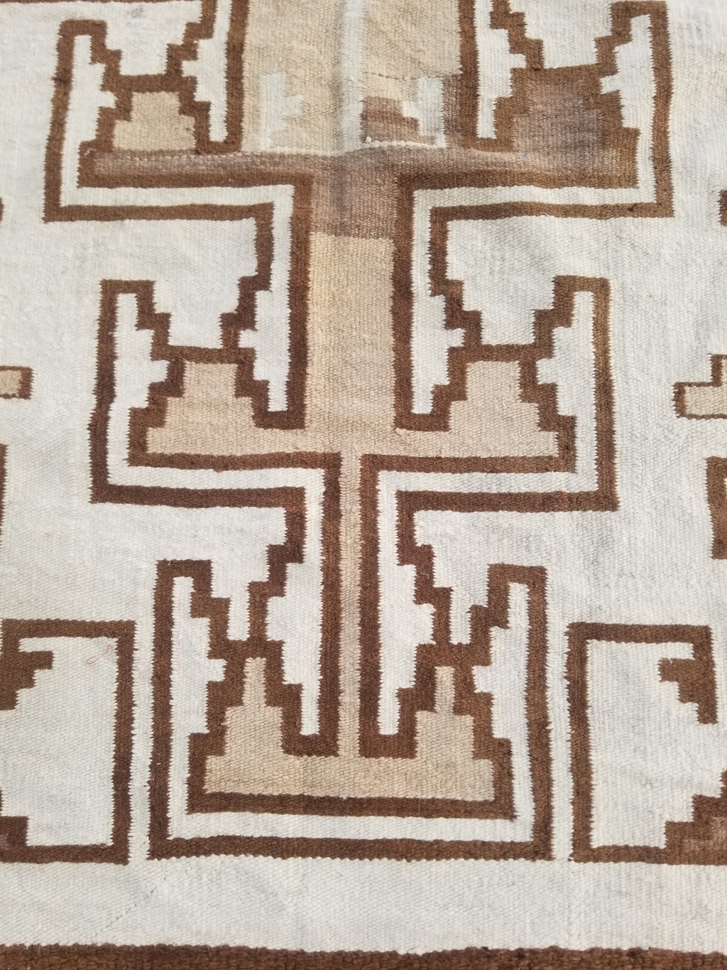 Vintage Handwoven Native American Navajo Storm Style Pattern Wool Rug 224x127cm