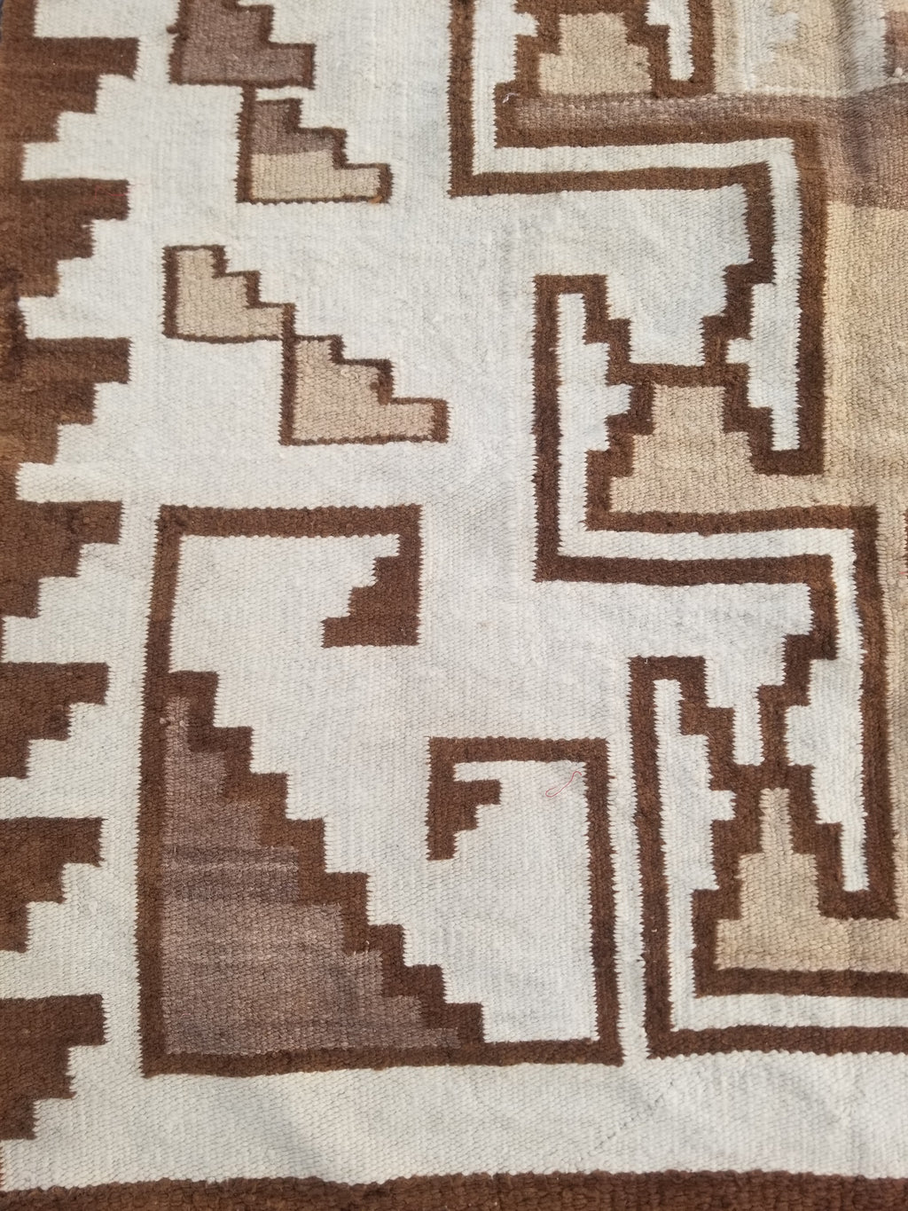 Vintage Handwoven Native American Navajo Storm Style Pattern Wool Rug 224x127cm