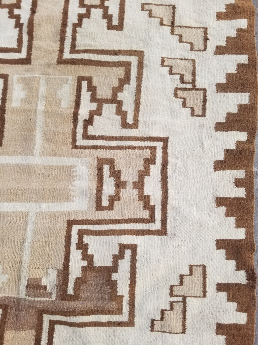 Vintage Handwoven Native American Navajo Storm Style Pattern Wool Rug 224x127cm