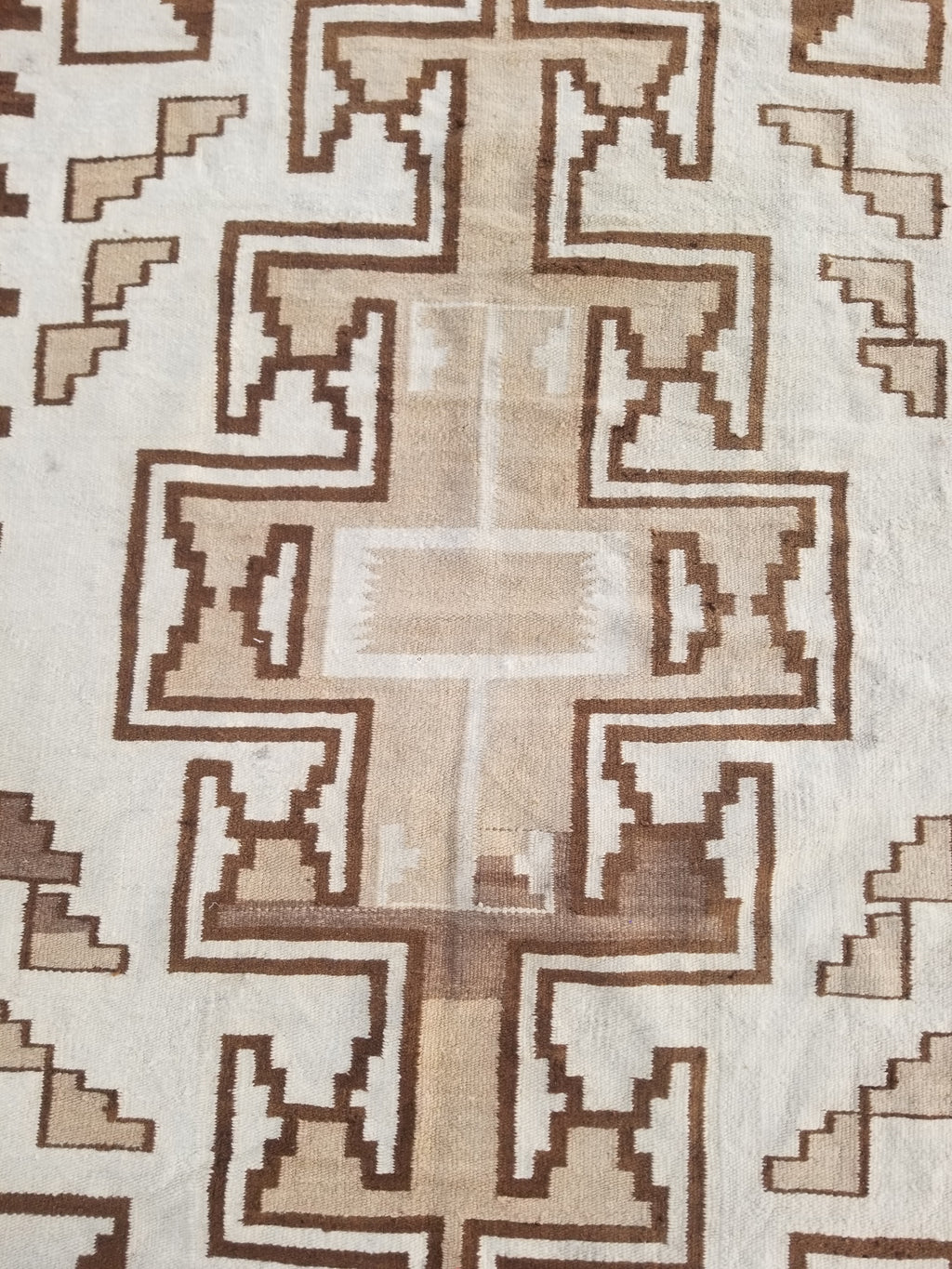 Vintage Handwoven Native American Navajo Storm Style Pattern Wool Rug 224x127cm