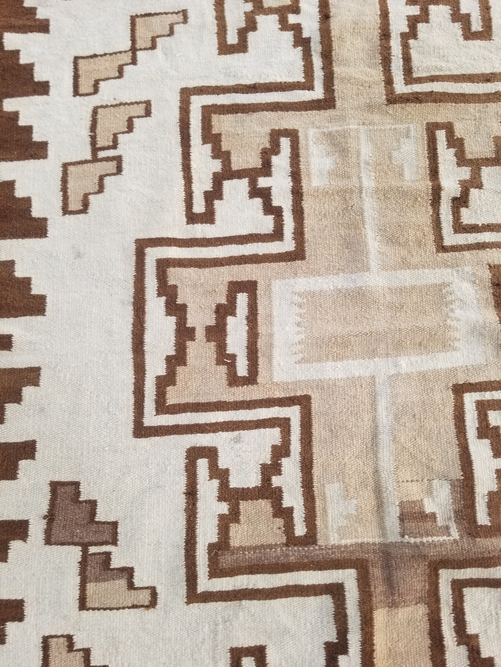 Vintage Handwoven Native American Navajo Storm Style Pattern Wool Rug 224x127cm