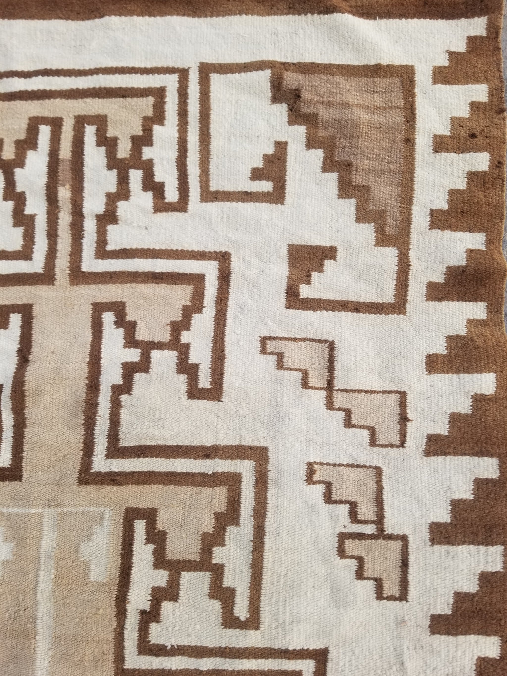 Vintage Handwoven Native American Navajo Storm Style Pattern Wool Rug 224x127cm