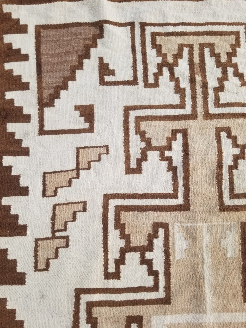 Vintage Handwoven Native American Navajo Storm Style Pattern Wool Rug 224x127cm