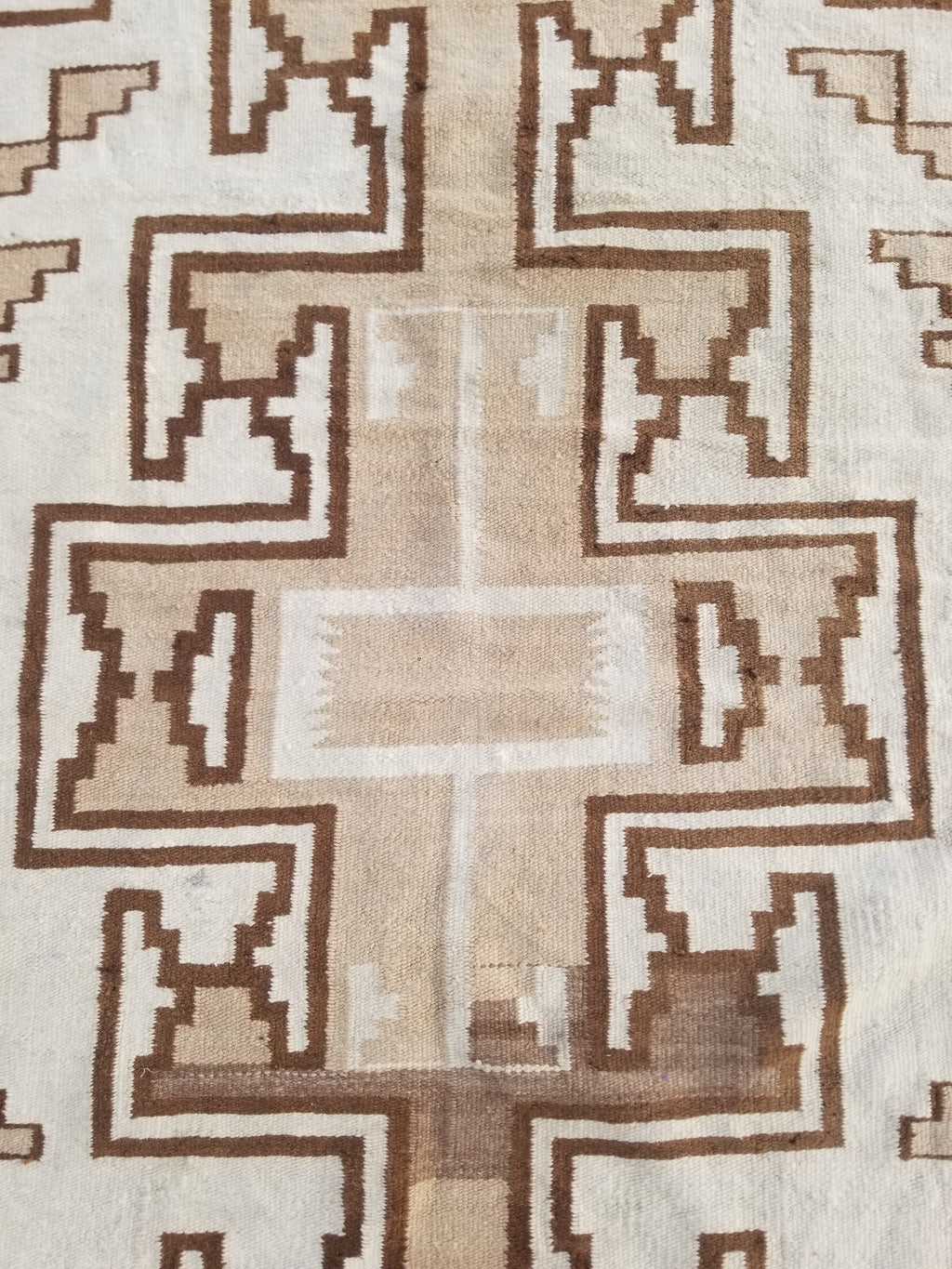 Vintage Handwoven Native American Navajo Storm Style Pattern Wool Rug 224x127cm