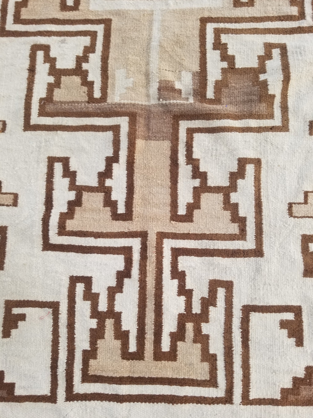 Vintage Handwoven Native American Navajo Storm Style Pattern Wool Rug 224x127cm