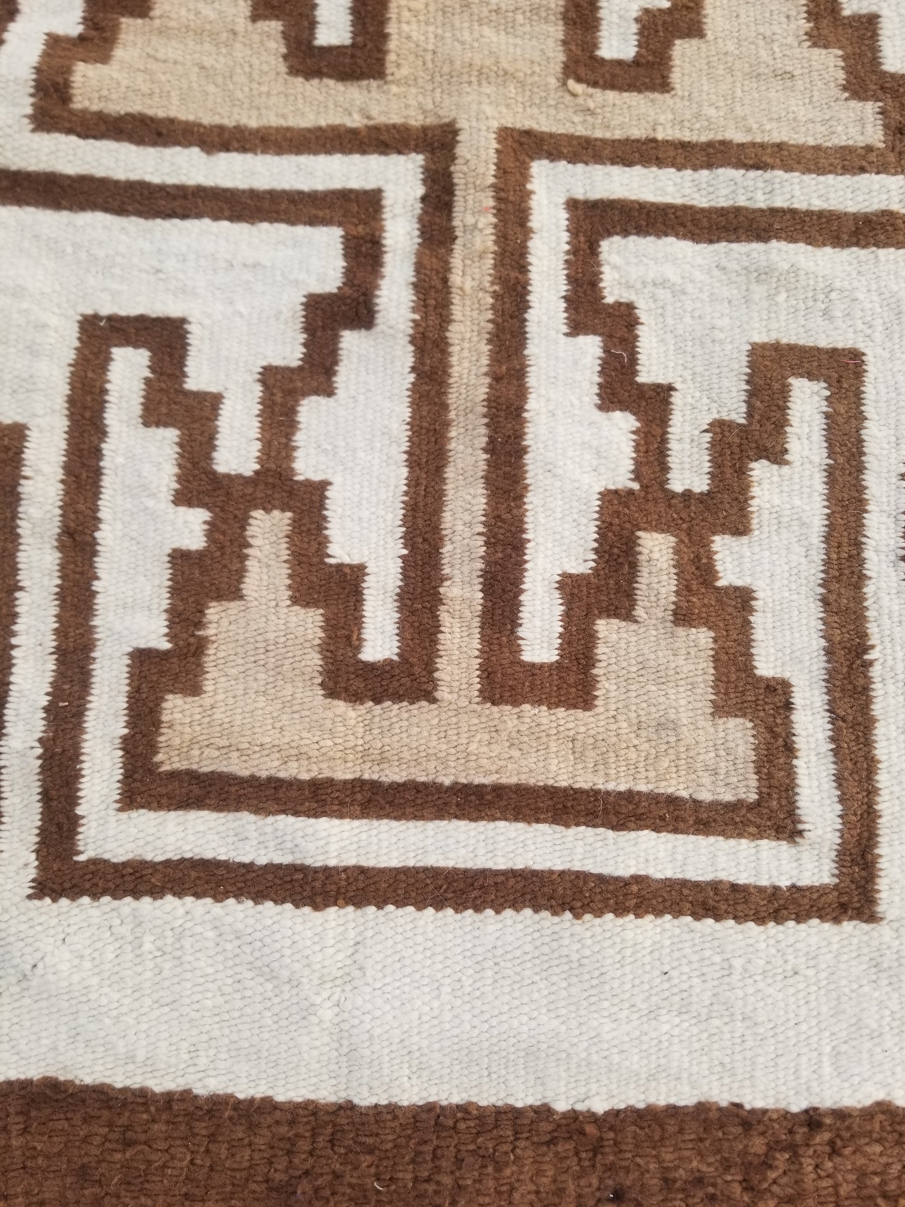 Vintage Handwoven Native American Navajo Storm Style Pattern Wool Rug 224x127cm