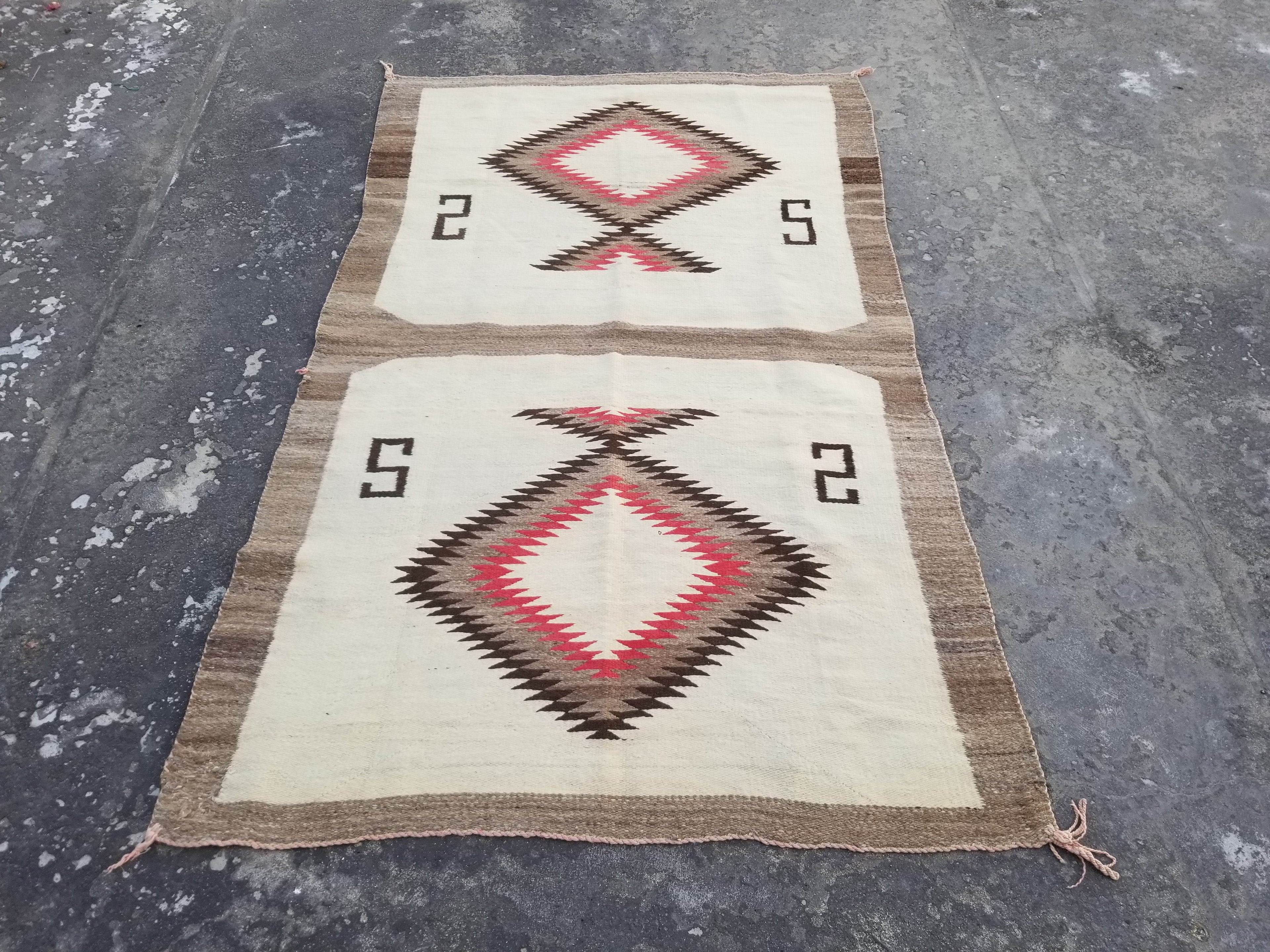 Vintage Handwoven Native American Navajo Transitional Wool Multicolor Rug 168x120cm