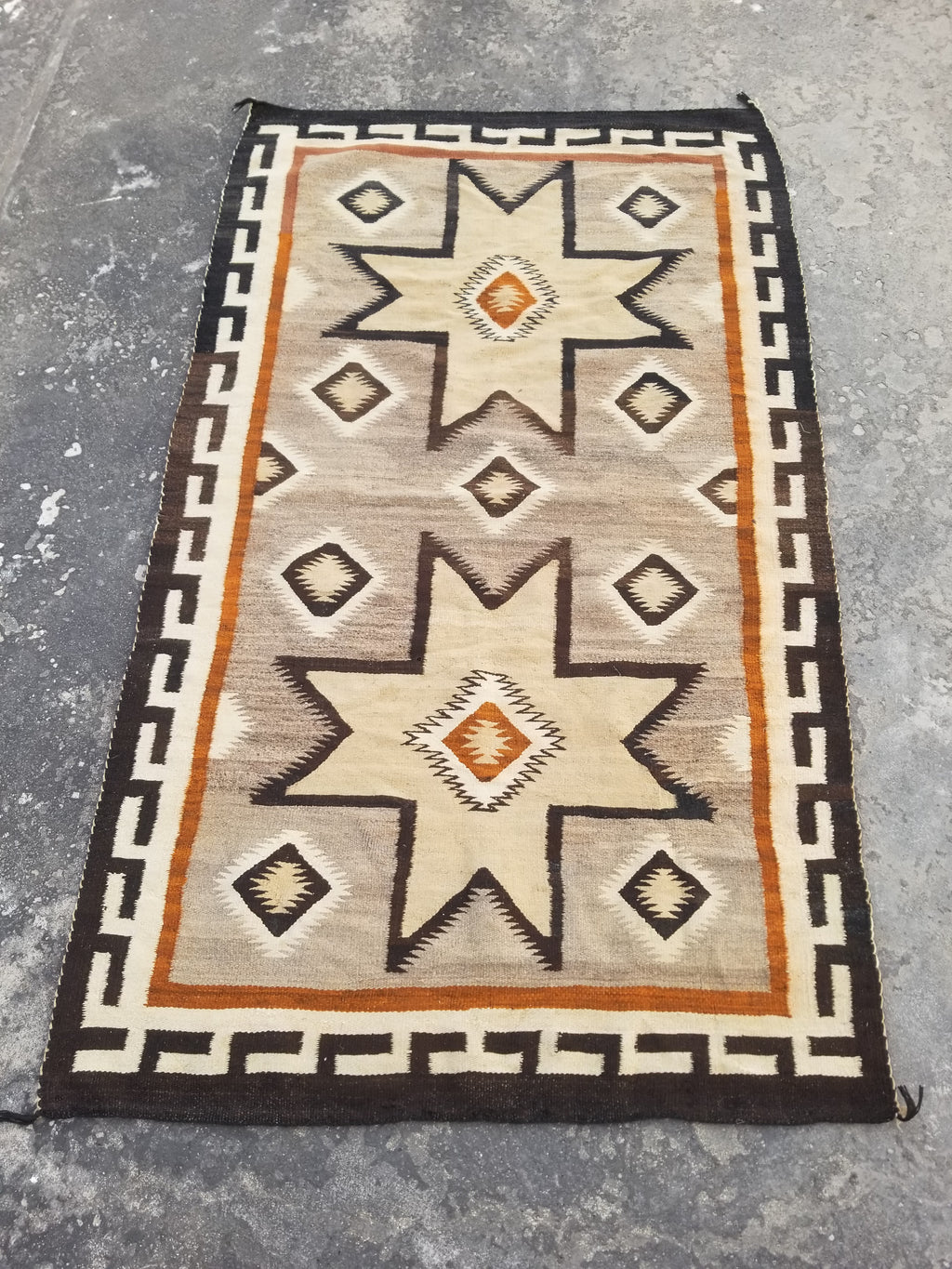 Vintage Handwoven American Navajo Geometric Pattern Wool Rug 191x110cm