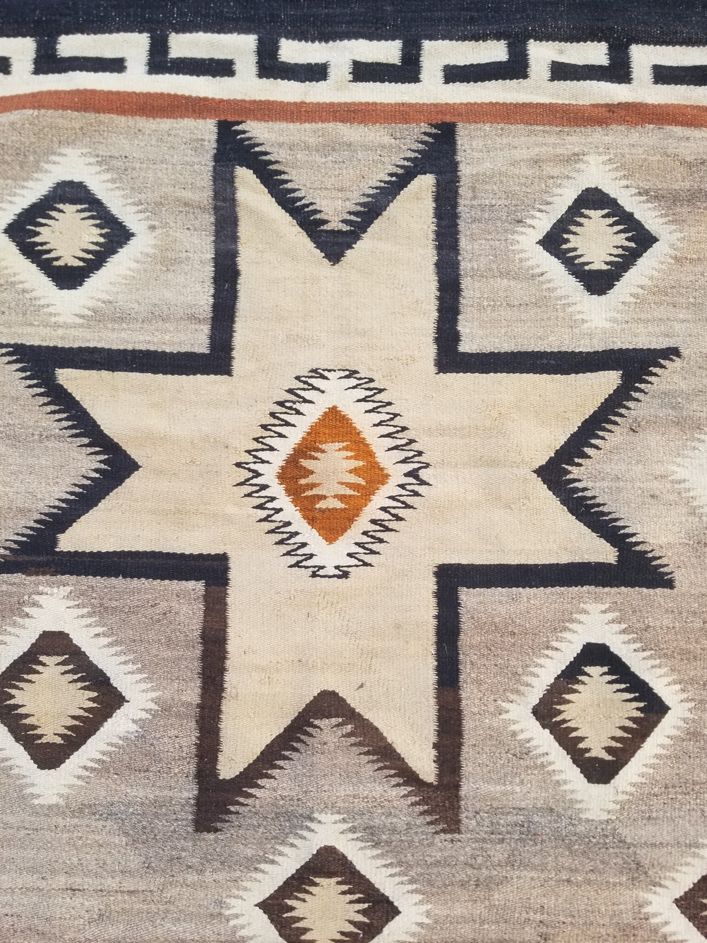Vintage Handwoven American Navajo Geometric Pattern Wool Rug 191x110cm
