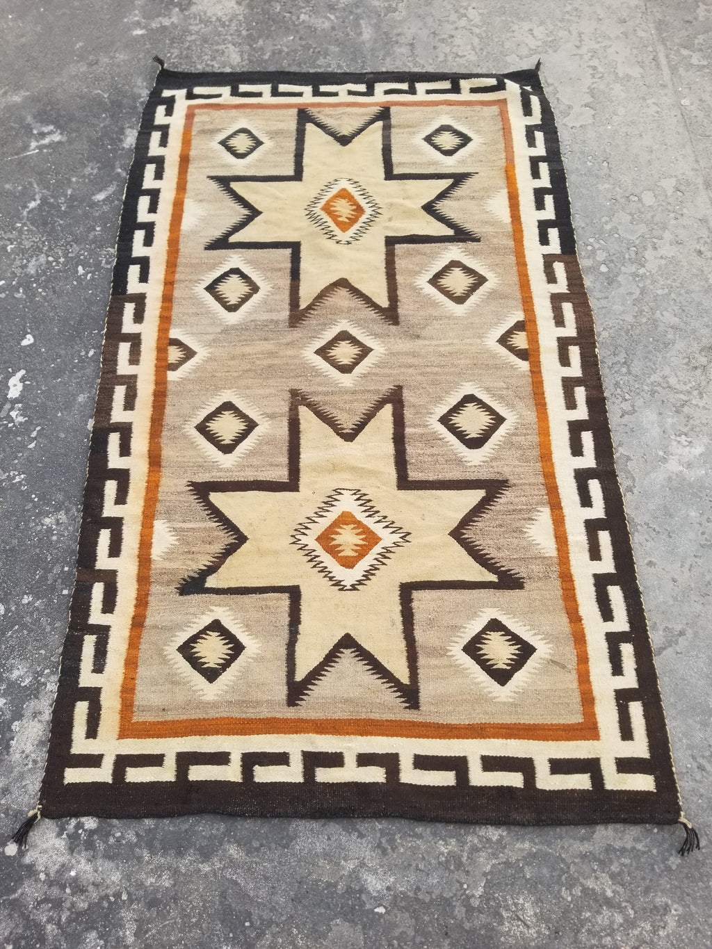 Vintage Handwoven American Navajo Geometric Pattern Wool Rug 191x110cm