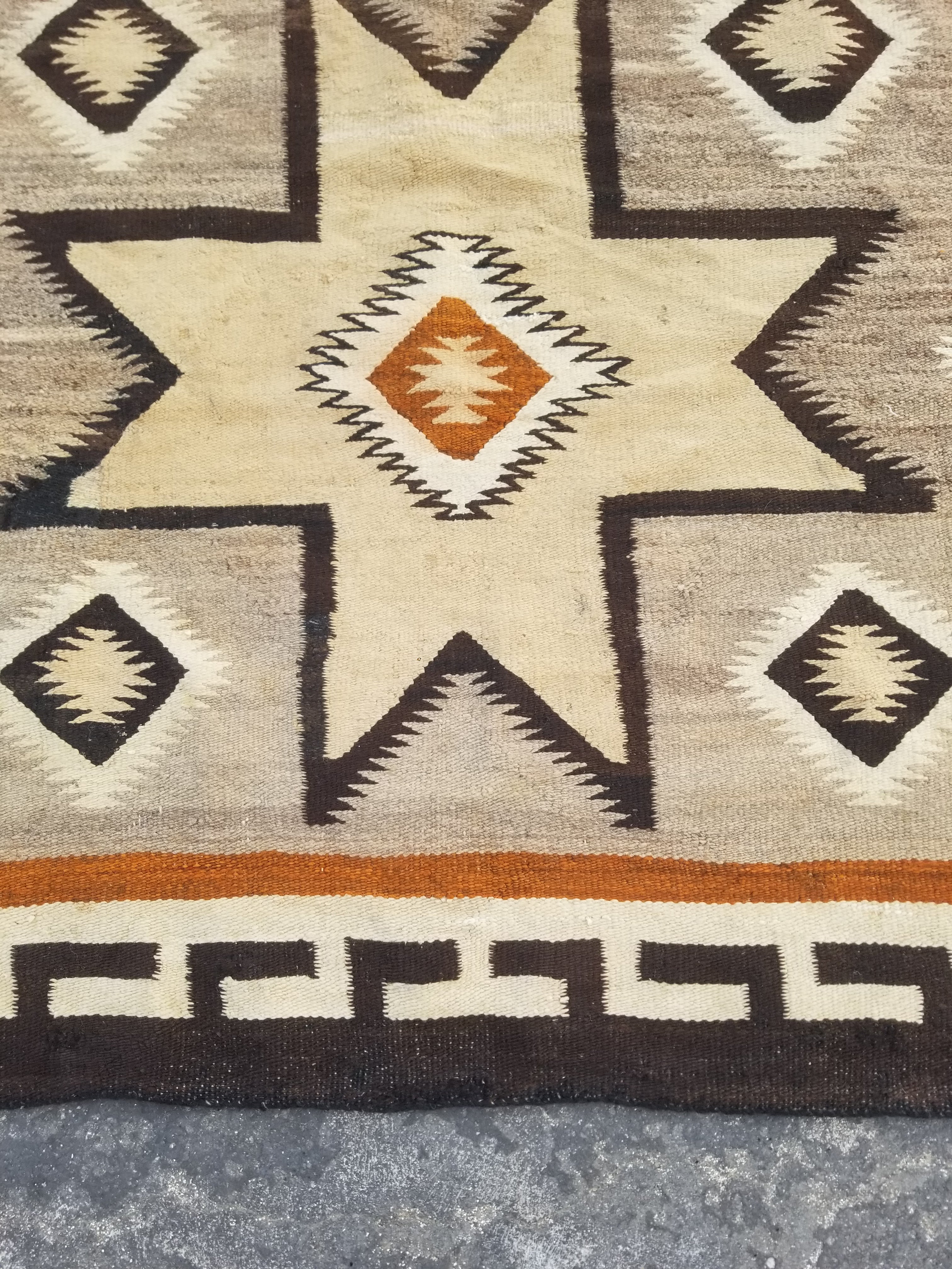 Vintage Handwoven American Navajo Geometric Pattern Wool Rug 191x110cm