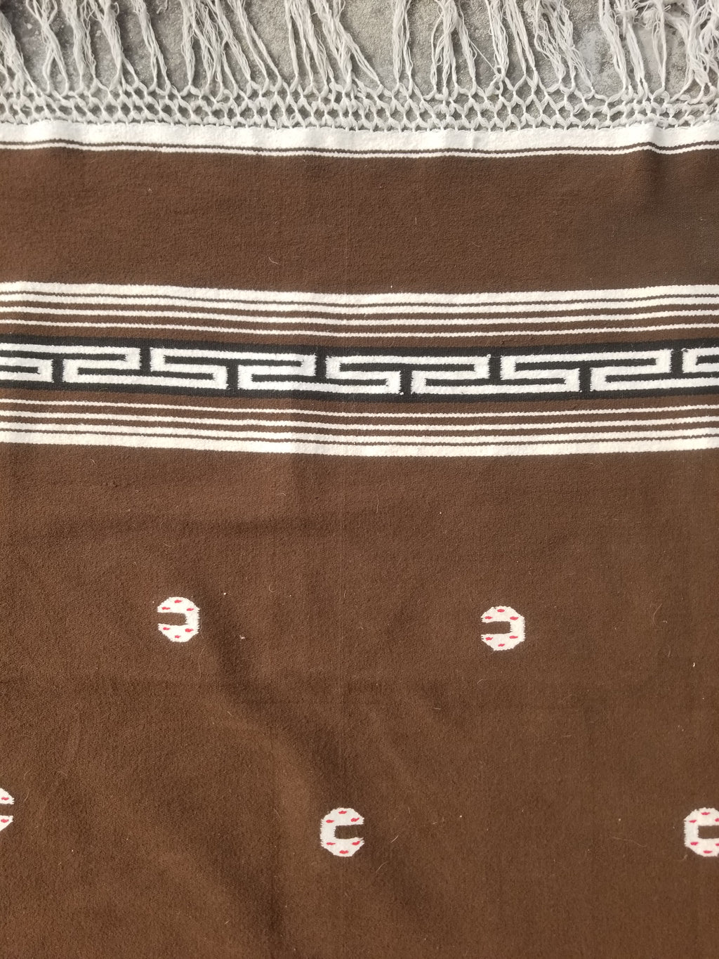 Vintage Handmade Mexican Tribal Medallion Wool Kilim Rug 209x122cm