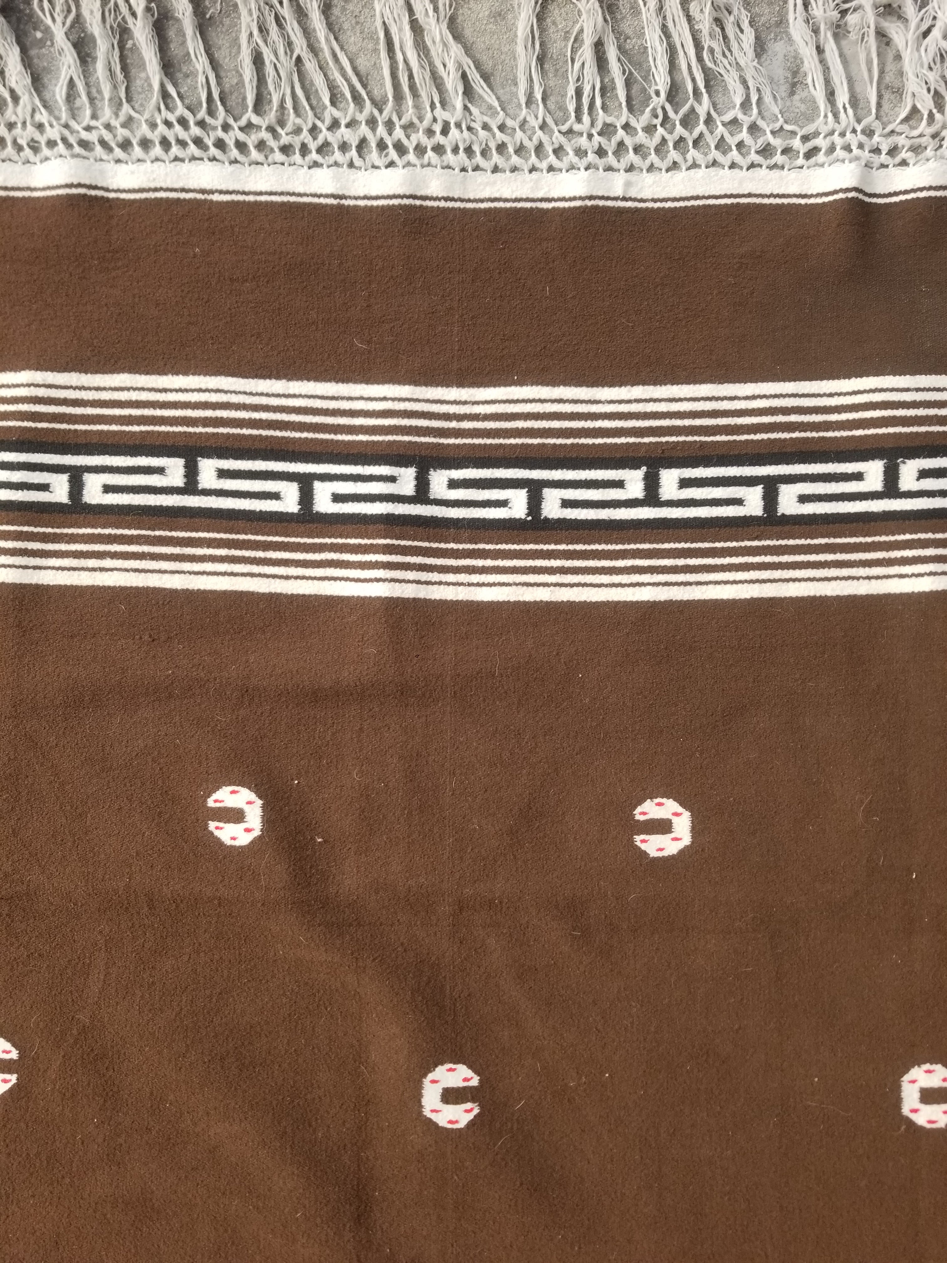 Vintage Handmade Mexican Tribal Medallion Wool Kilim Rug 209x122cm