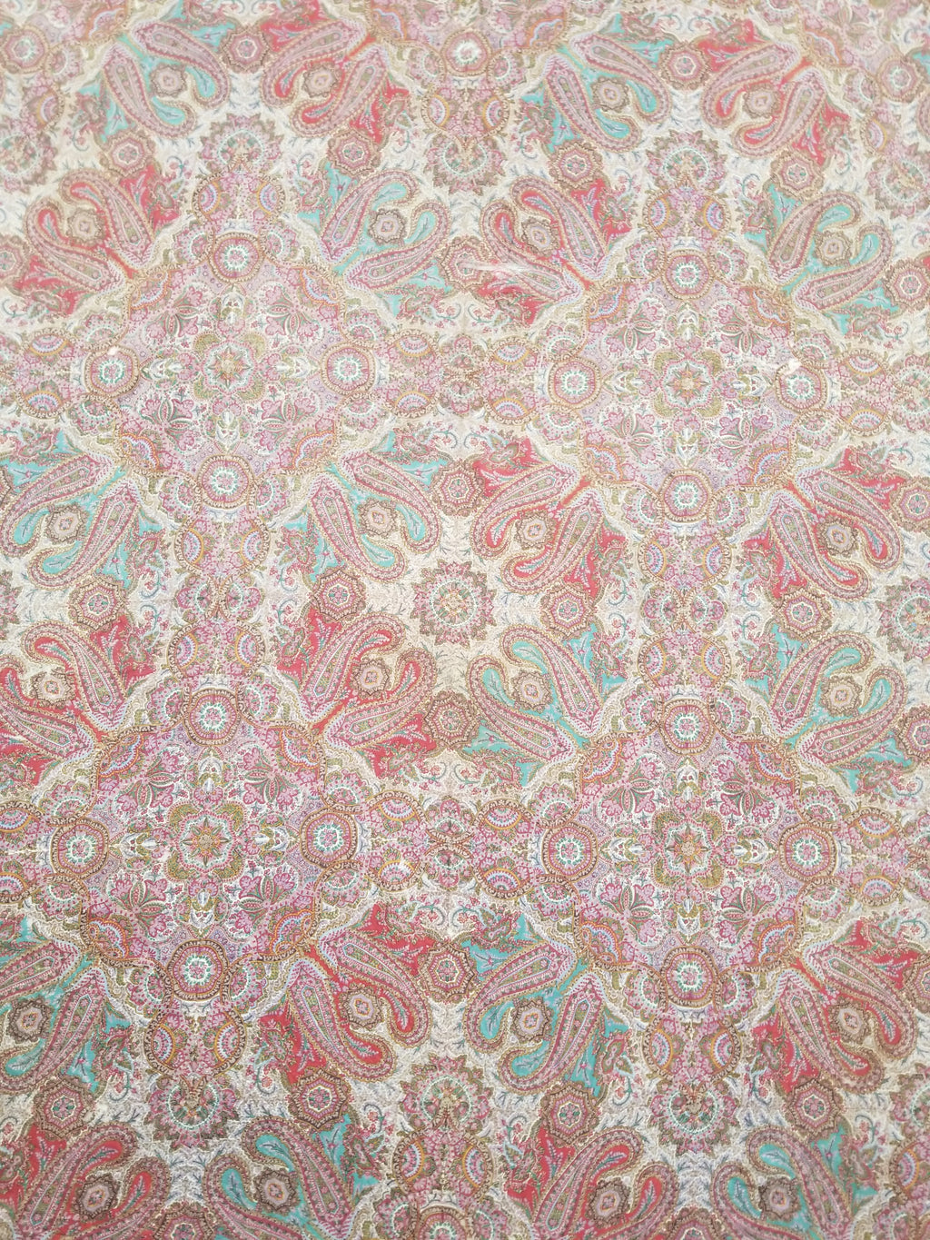 Antique Victorian Printed Paisley Wool Shawl 346x175cm
