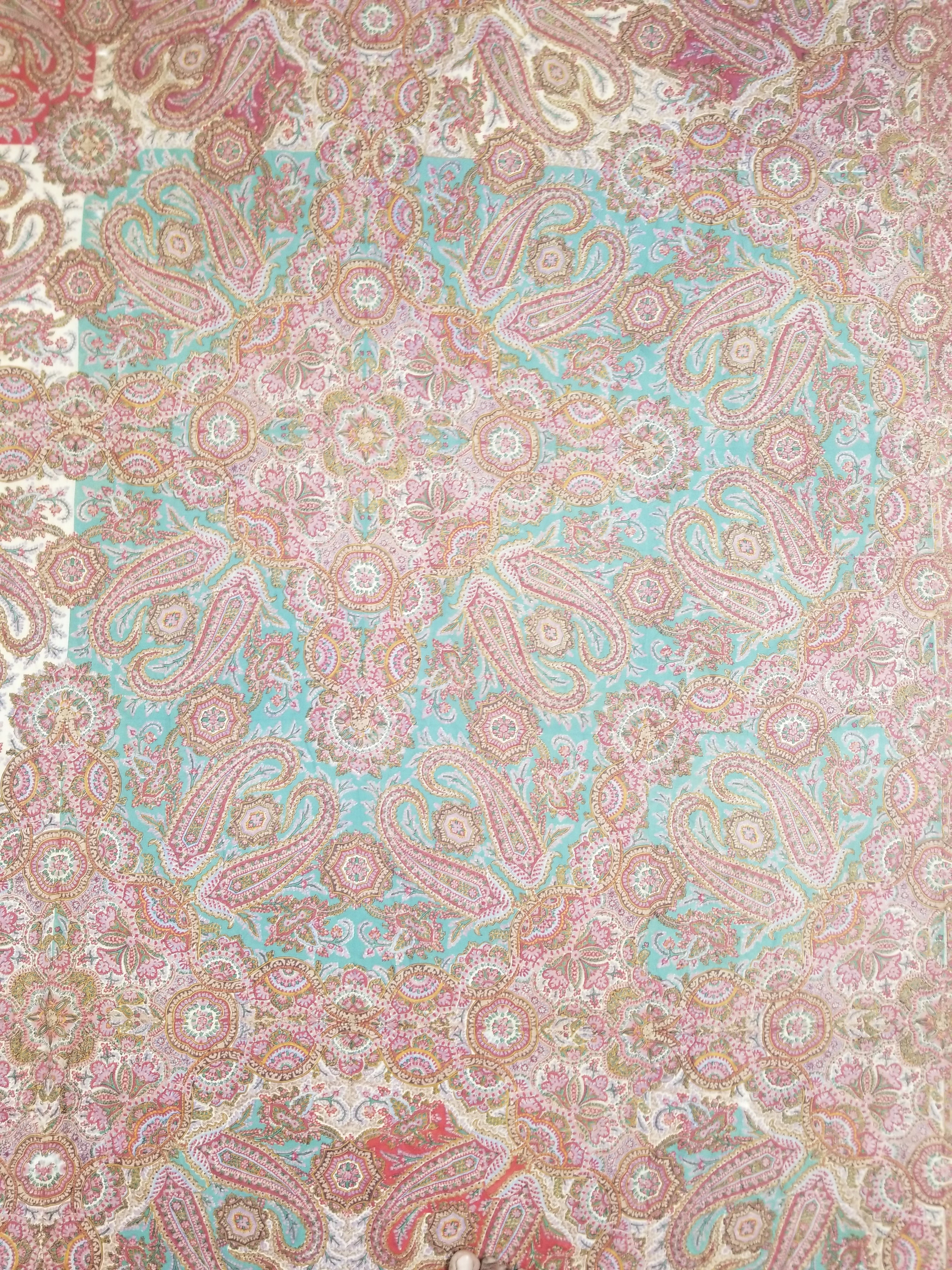 Antique Victorian Printed Paisley Wool Shawl 346x175cm