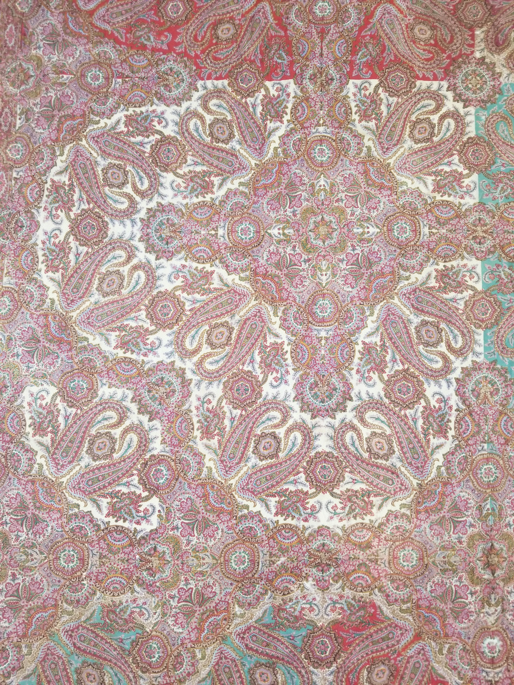 Antique Victorian Printed Paisley Wool Shawl 346x175cm