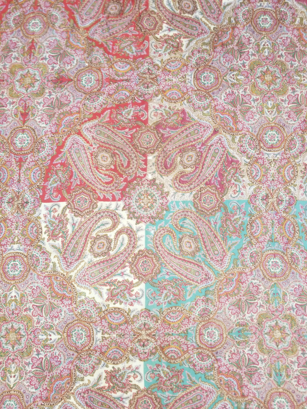 Antique Victorian Printed Paisley Wool Shawl 346x175cm