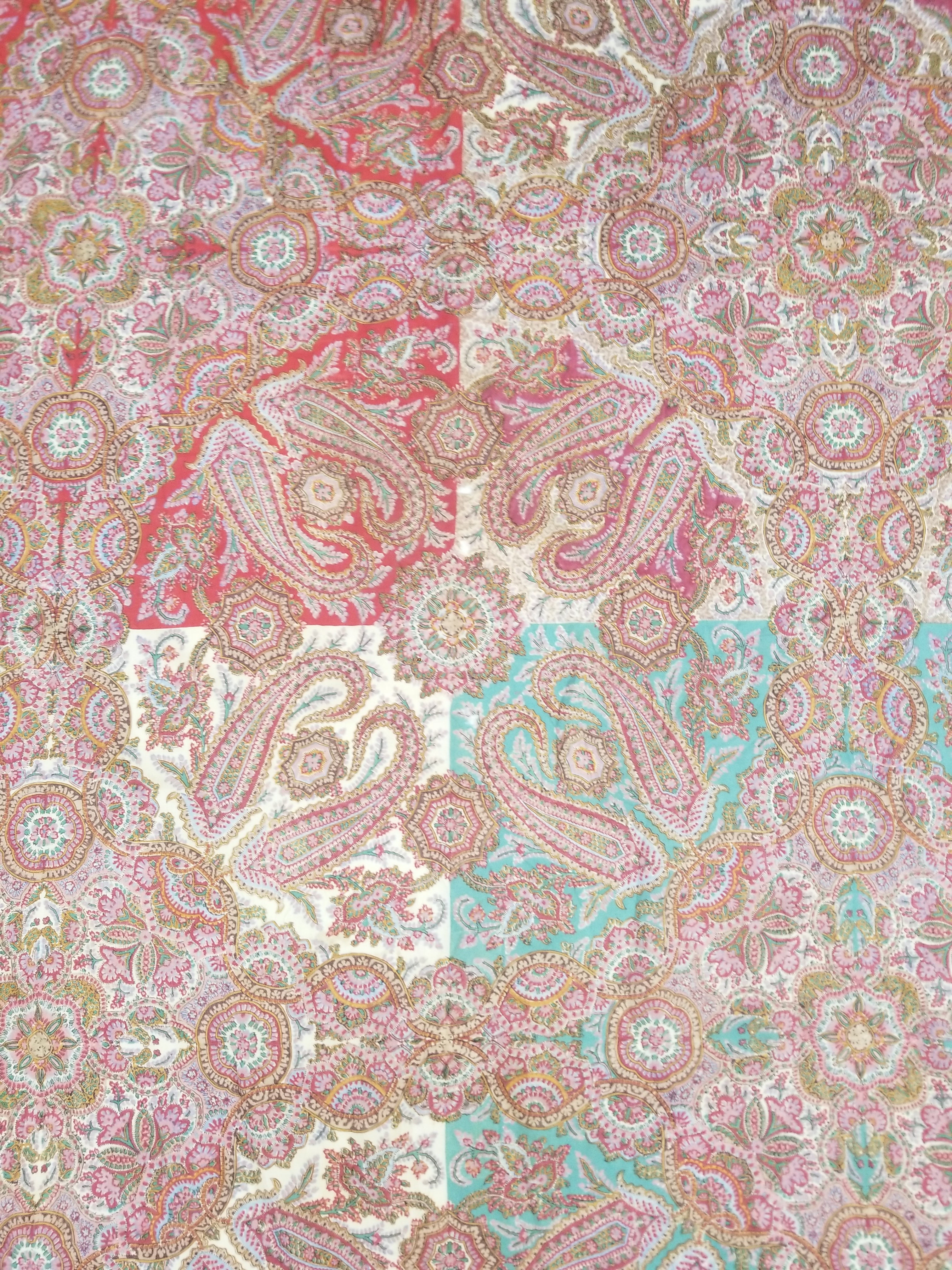 Antique Victorian Printed Paisley Wool Shawl 346x175cm