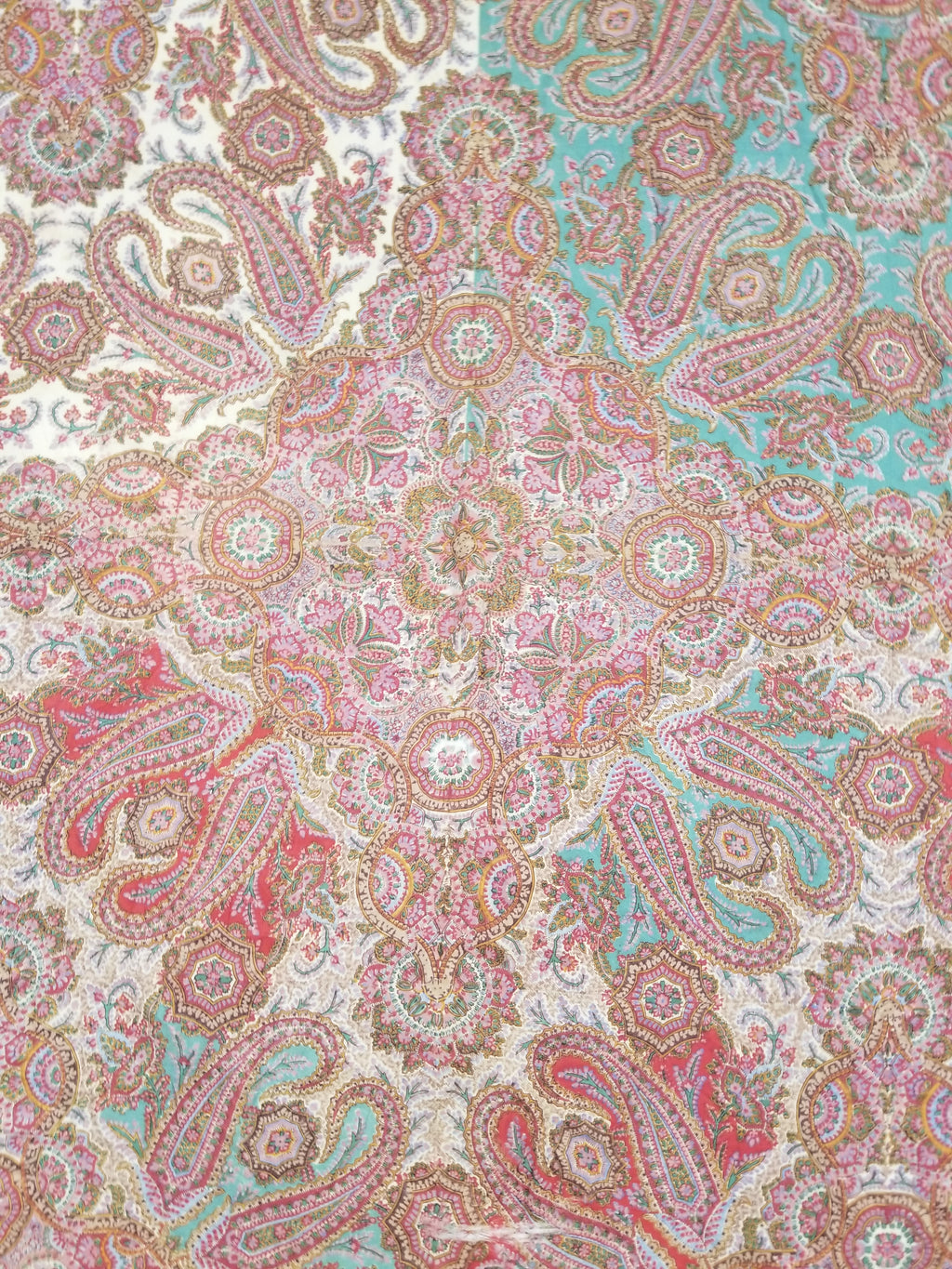Antique Victorian Printed Paisley Wool Shawl 346x175cm
