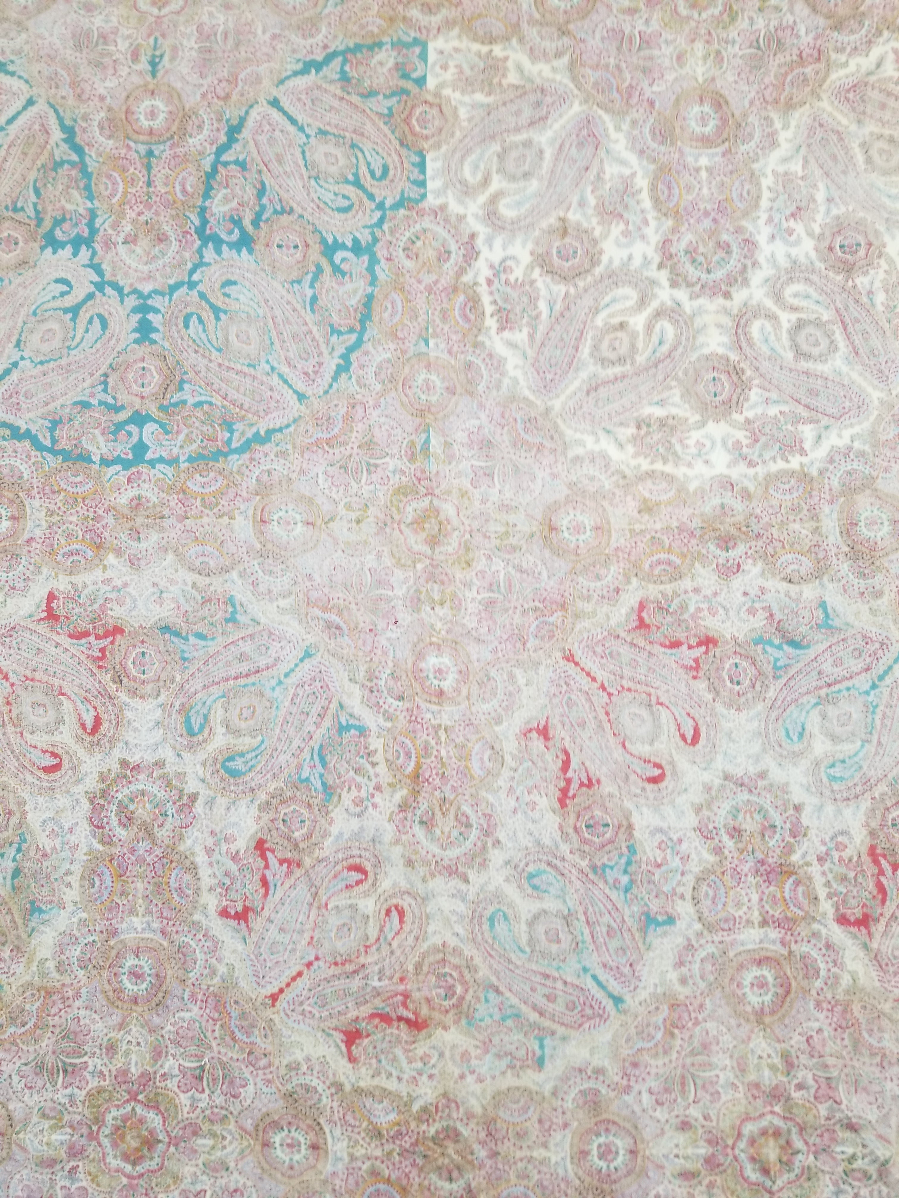 Antique Victorian Printed Paisley Wool Shawl 346x175cm