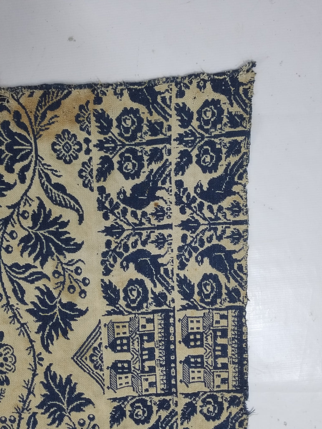 Antique AD1851 American Jacquard Handwoven Reversible Blanket BERKS COUNTY 208x164cm