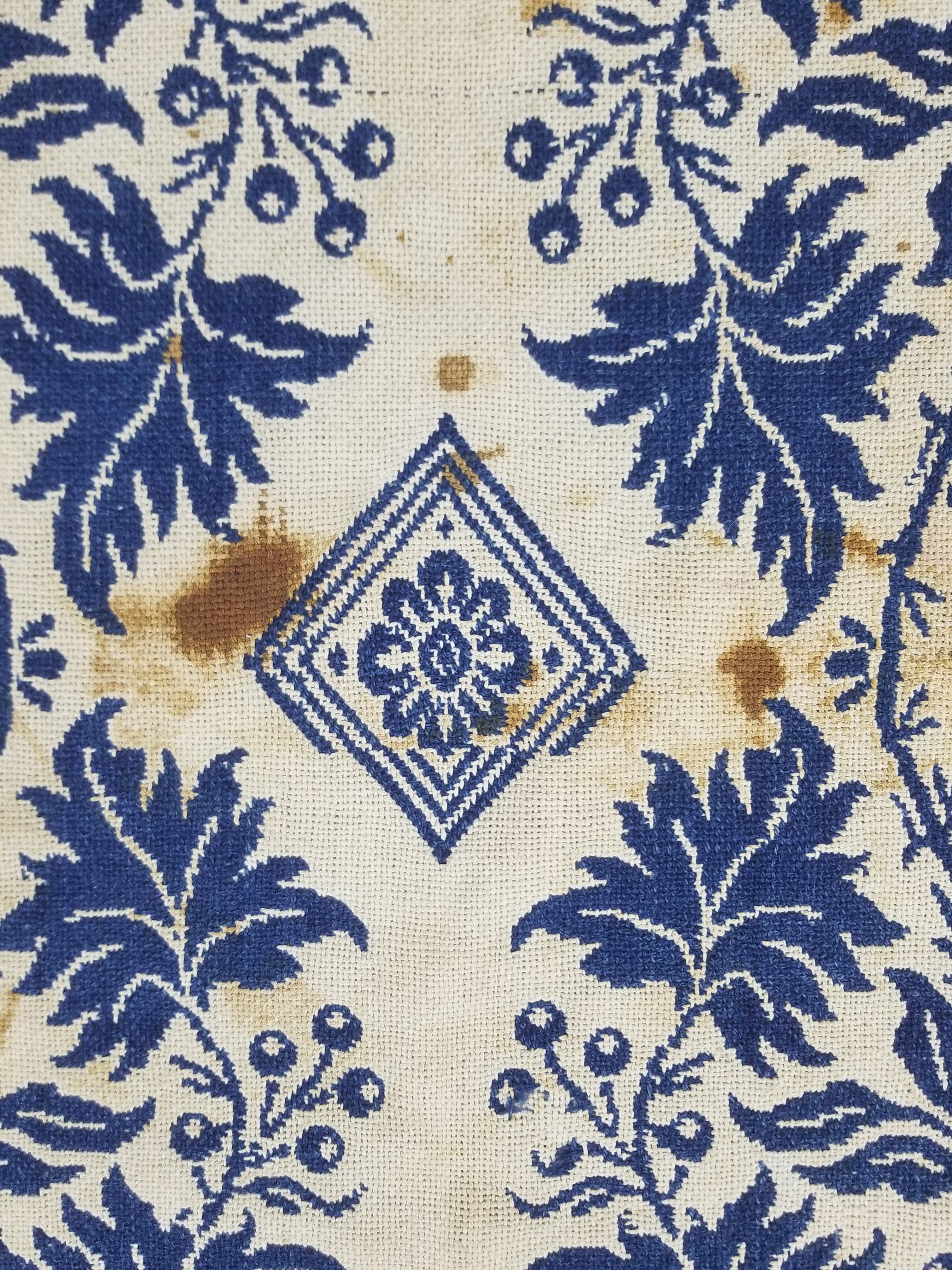 Antique AD1851 American Jacquard Handwoven Reversible Blanket BERKS COUNTY 208x164cm