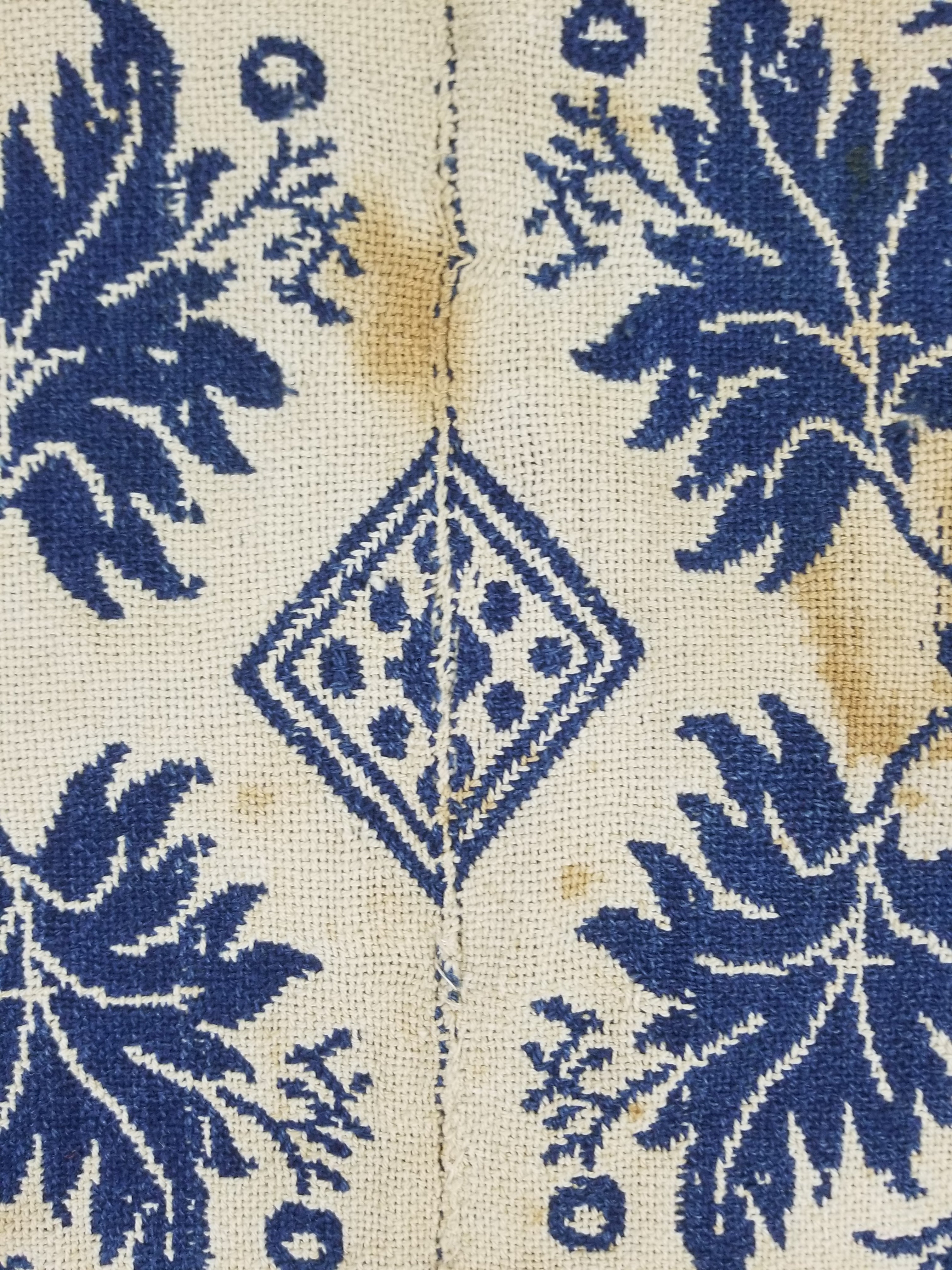 Antique AD1851 American Jacquard Handwoven Reversible Blanket BERKS COUNTY 208x164cm