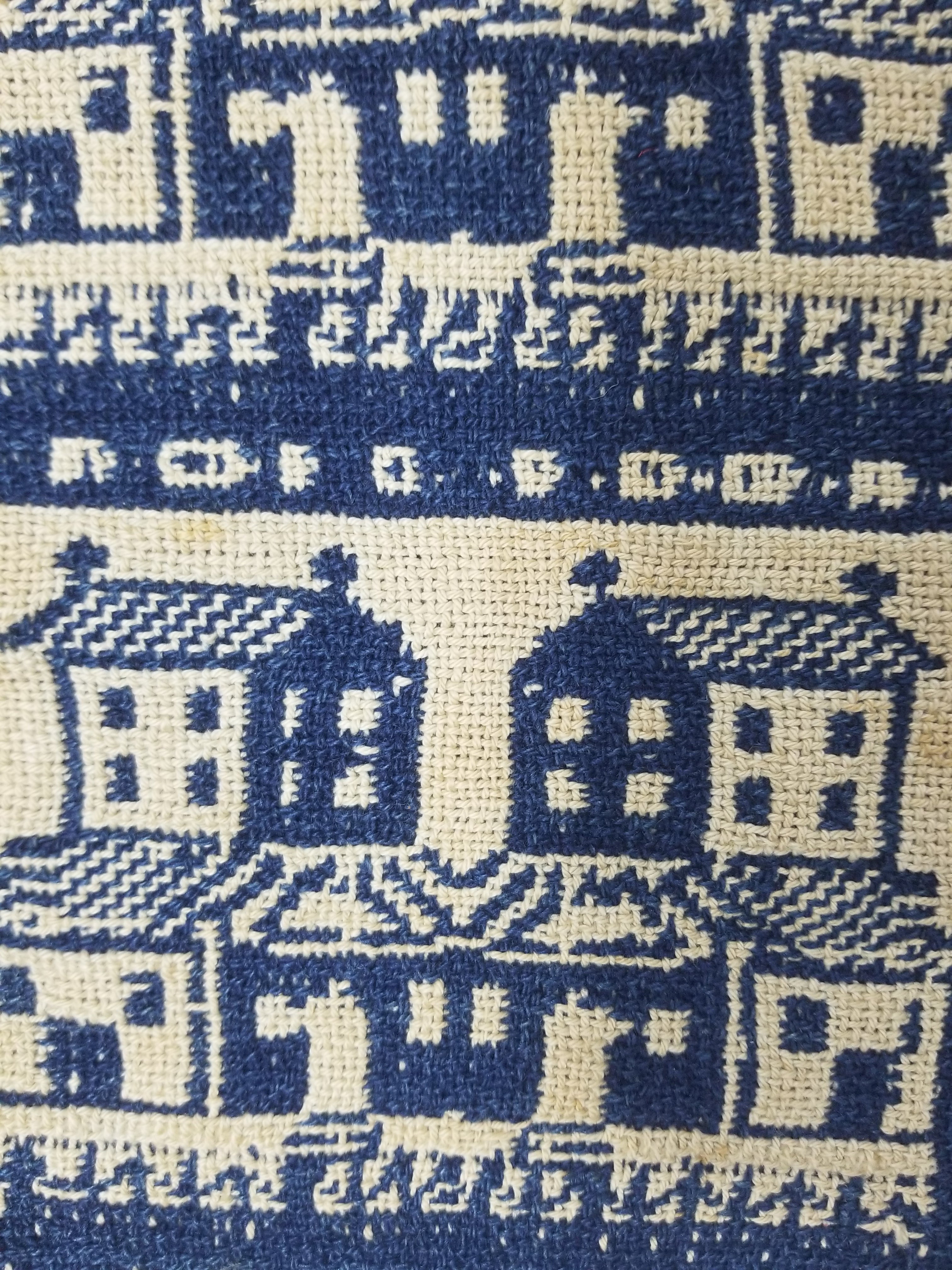 Antique AD1851 American Jacquard Handwoven Reversible Blanket BERKS COUNTY 208x164cm