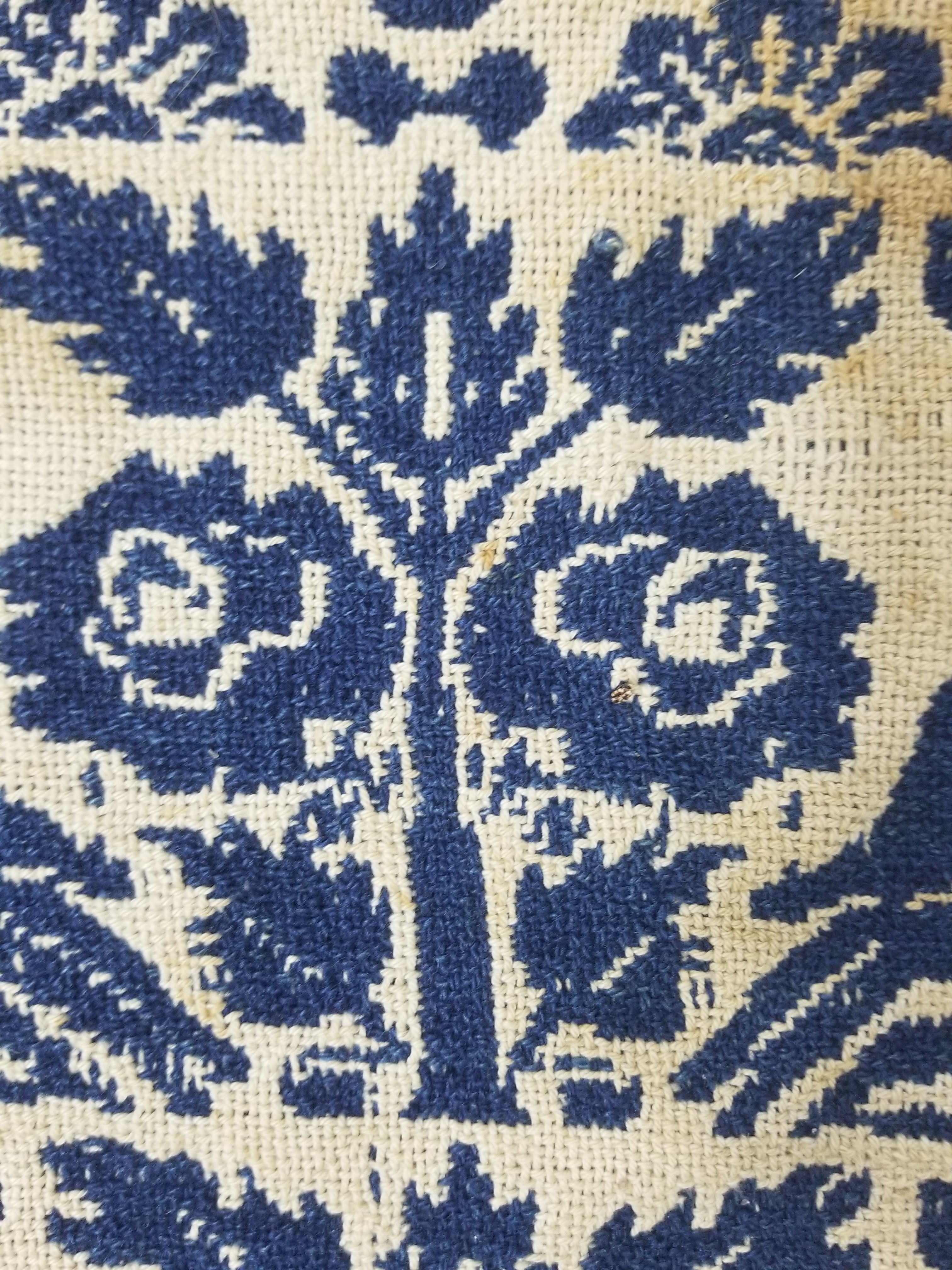 Antique AD1851 American Jacquard Handwoven Reversible Blanket BERKS COUNTY 208x164cm