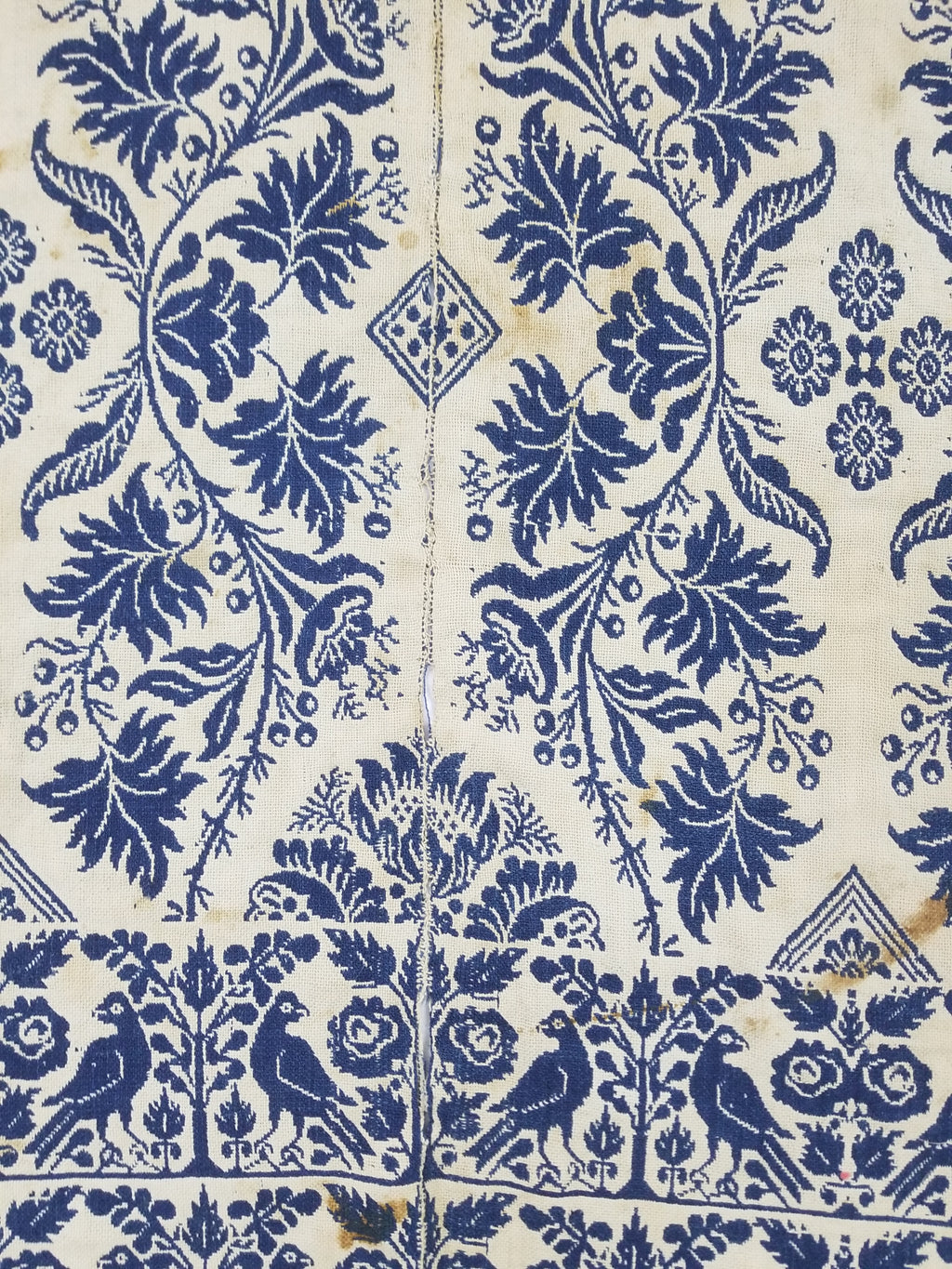Antique AD1851 American Jacquard Handwoven Reversible Blanket BERKS COUNTY 208x164cm