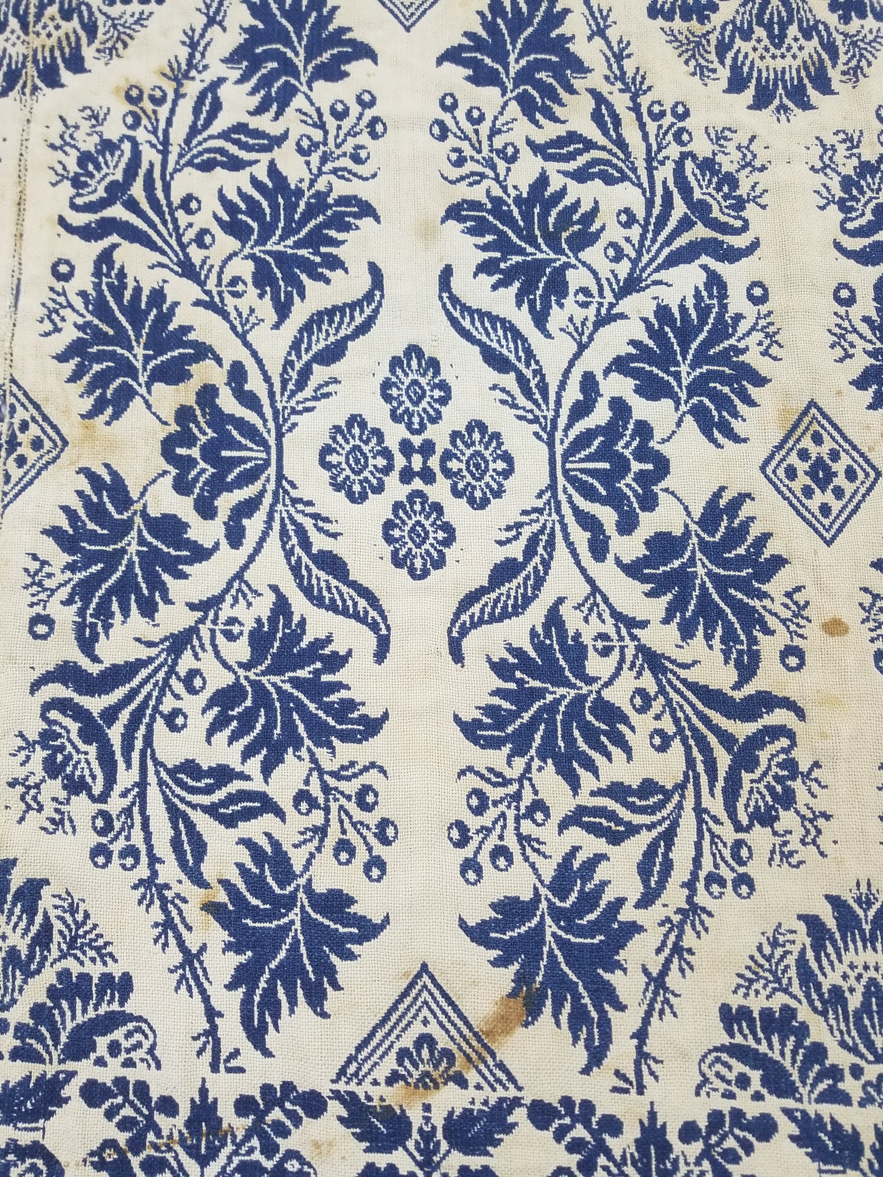 Antique AD1851 American Jacquard Handwoven Reversible Blanket BERKS COUNTY 208x164cm