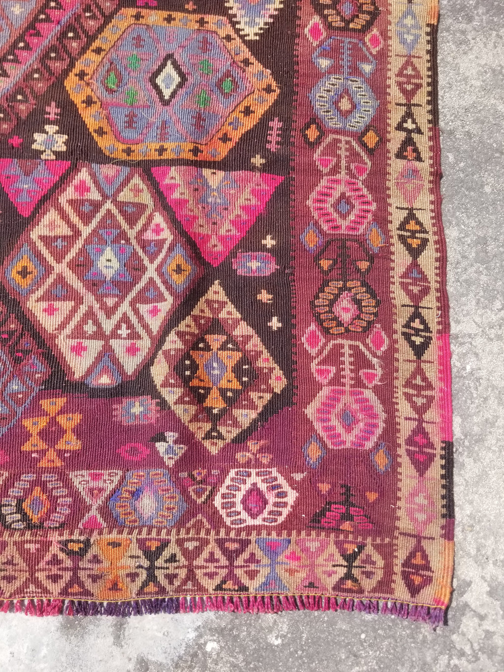 Antique Traditional Handwoven Anatolian Style Wool Kilim Rug 268x156cm