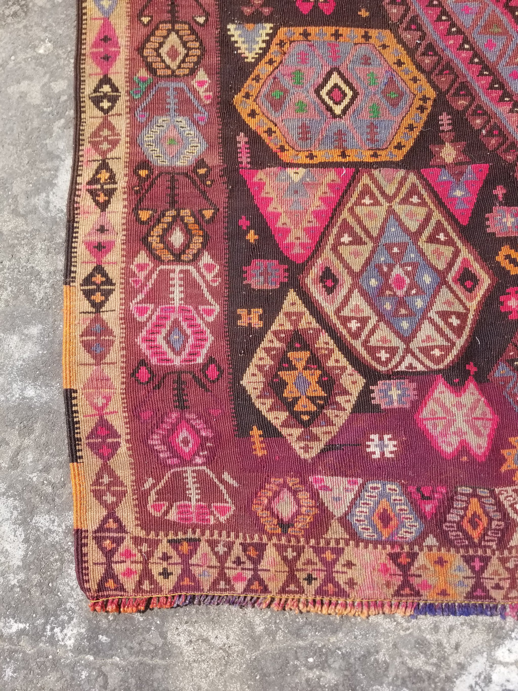 Antique Traditional Handwoven Anatolian Style Wool Kilim Rug 268x156cm