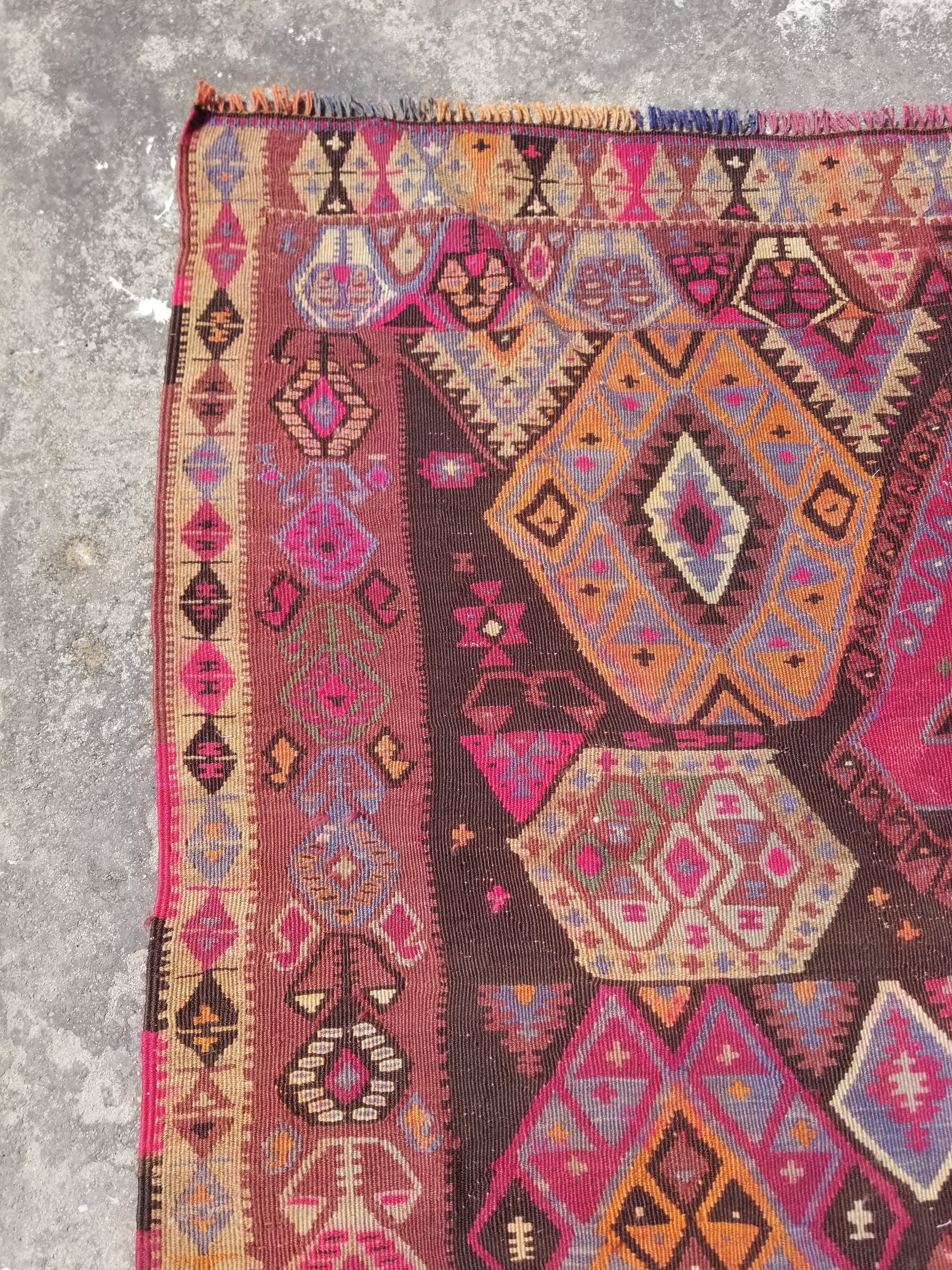 Antique Traditional Handwoven Anatolian Style Wool Kilim Rug 268x156cm